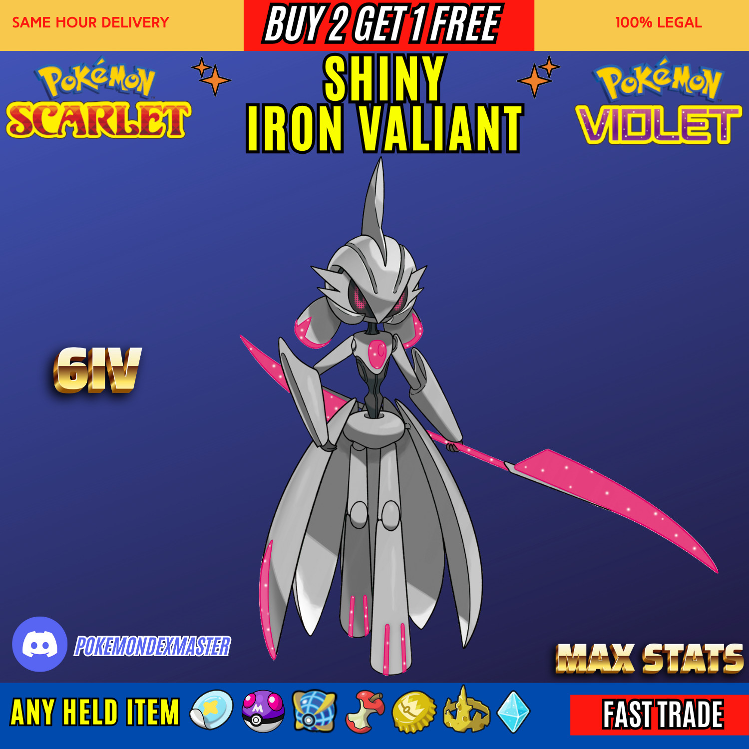 Pokemon Scarlet And Violet✨6IV SHINY Iron Valiant✨