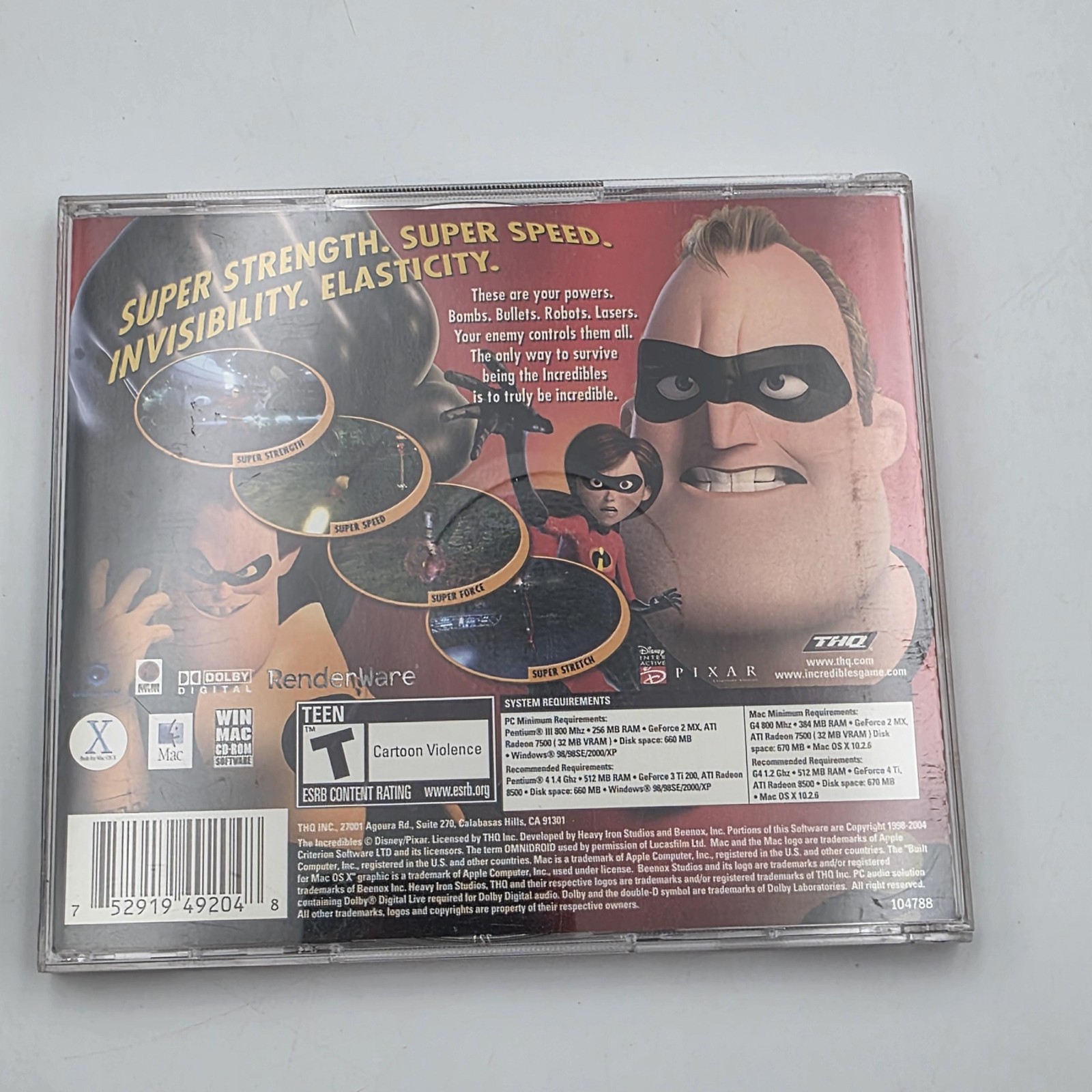 The Incredibles Windows/Mac CD-ROM Action & Adventure Platformer THQ 2004 T