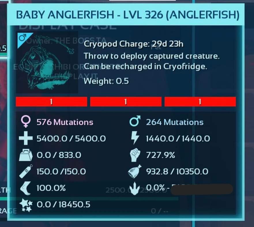 ARK ASCENDED PVE OFFICIAL PAIR BABY ANGLER RED ID01 HIGH STATUS PS5/PC/XBOX