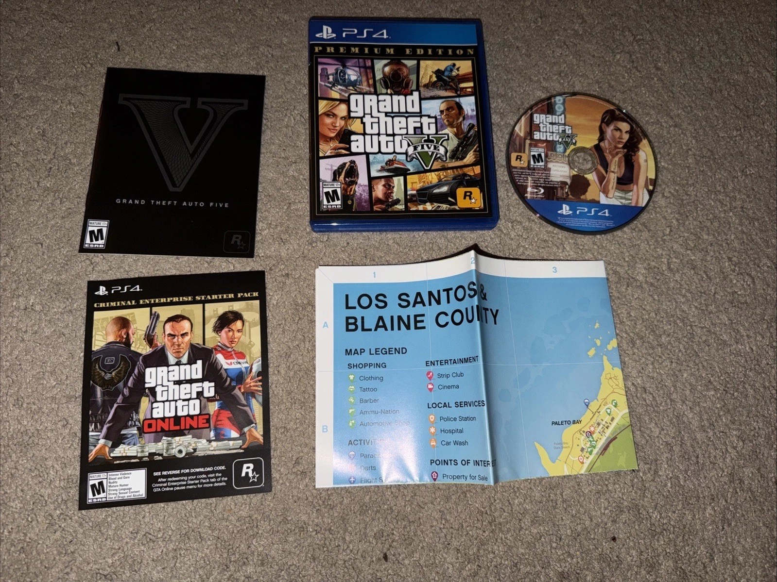 Grand Theft Auto 5 V Premium Edition PS4 CIB W/ Map + Manual – PlayStation 4