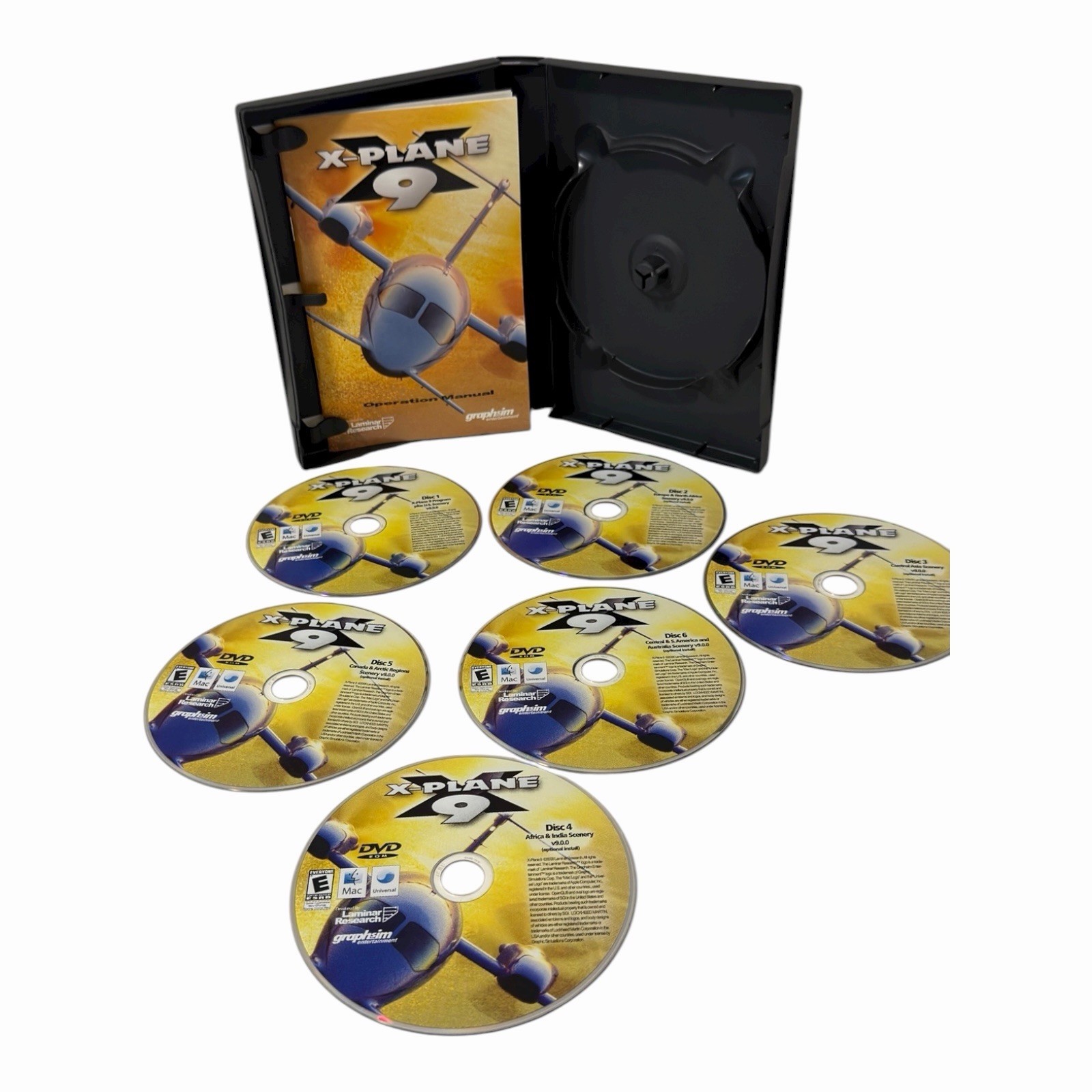 X-PLANE 9 PC, Windows DVD FLIGHT SIMULATOR VIDEO GAME Missing Disc 1, 5 discs