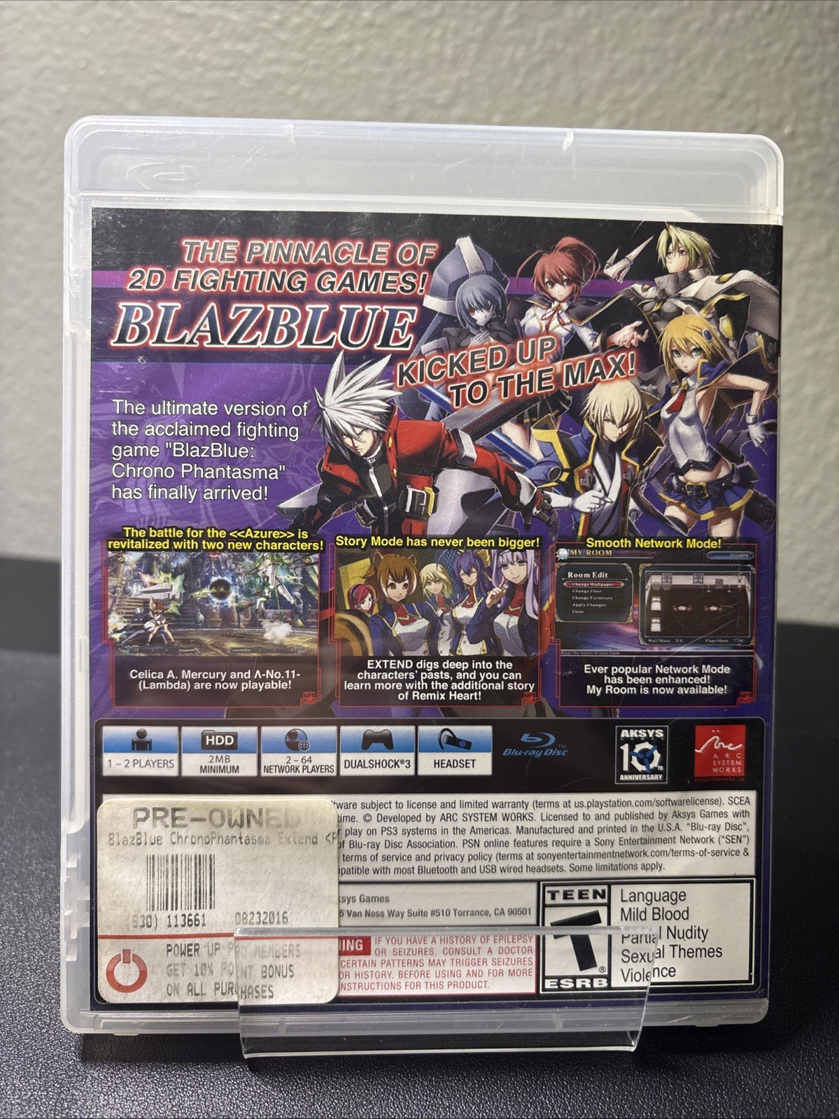 BlazBlue: Chrono Phantasma Extend (Sony PlayStation 3, 2015) CIB Tested Working
