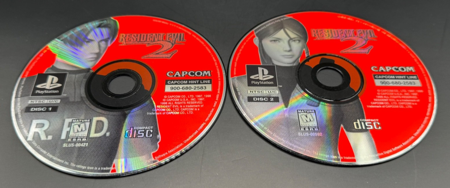 Resident Evil 2 (Sony PlayStation 1, 1998) DISCS ONLY, Tested/Working, VERY GOOD