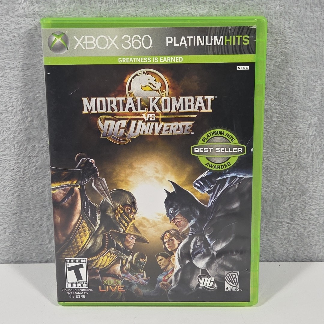 Mortal Kombat vs. DC Universe (Xbox 360, 2008) Platinum Hits. Green Case.