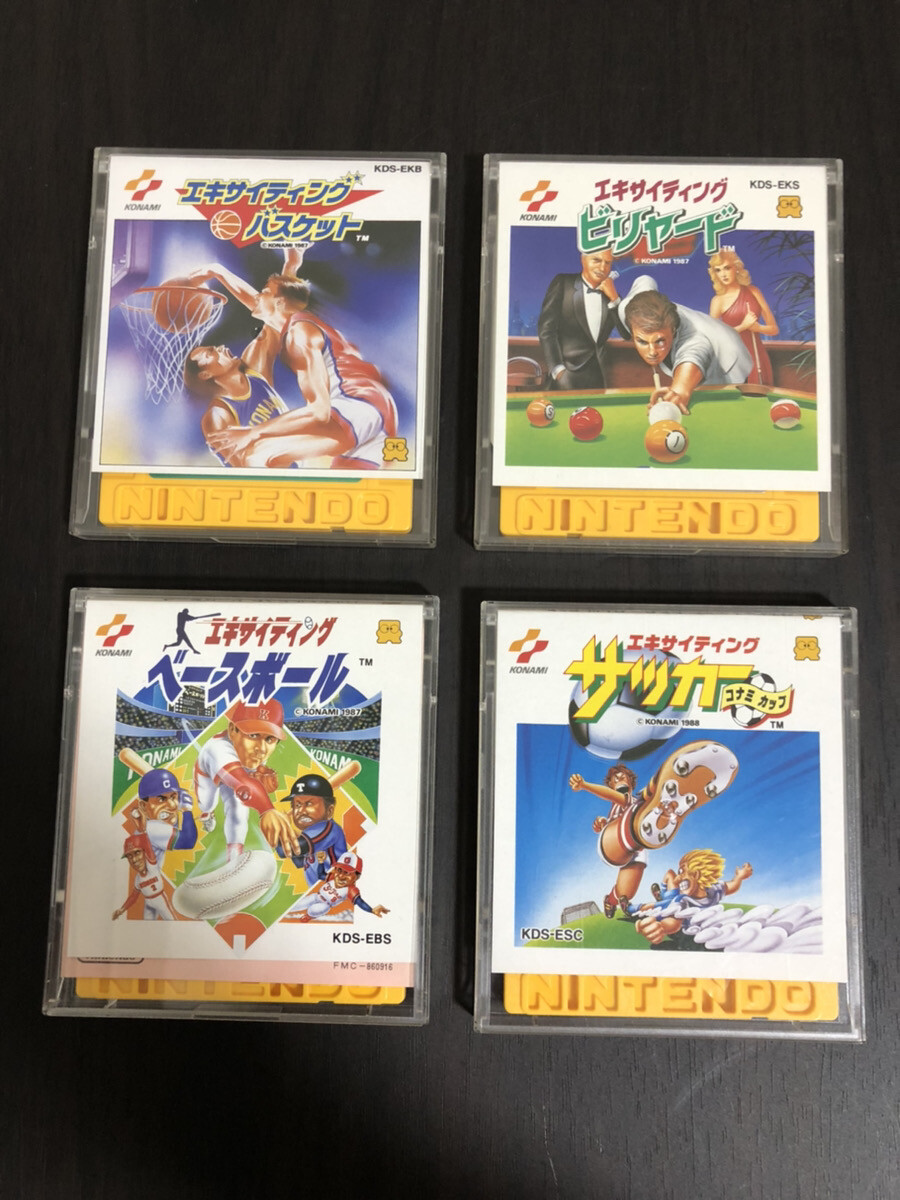 Lot of 4 Various Gamesoft With Card Nintendo Famicom Disk System Konami 1987