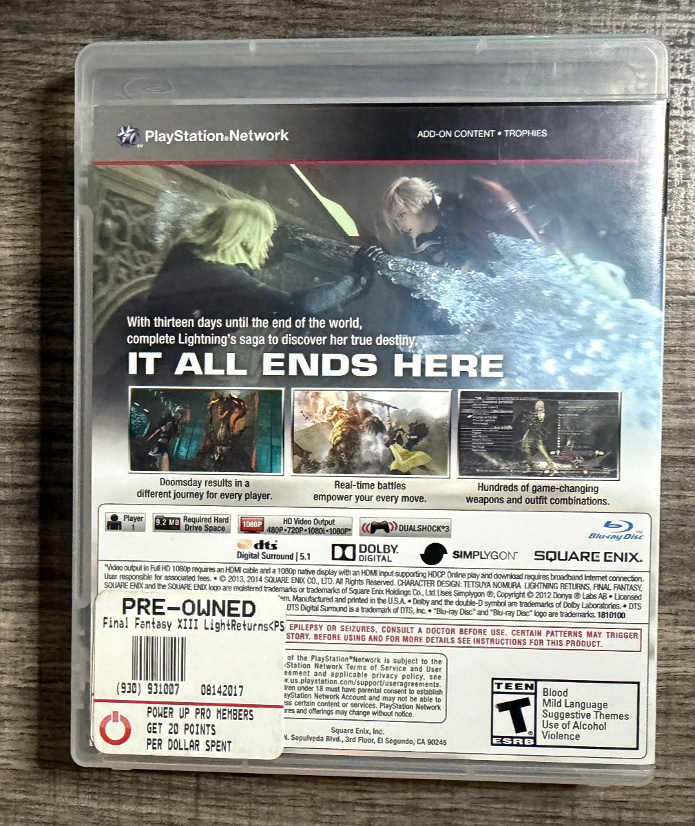 Lightning Returns: Final Fantasy XIII – Sony PS3 – Square Enix – Acceptable Cond
