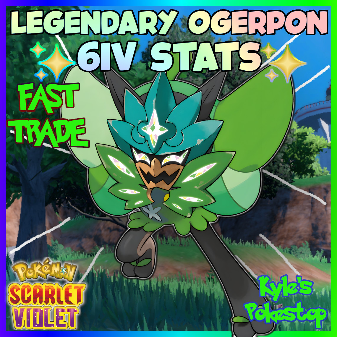 ✨ 6IV ALL 4 OGERPON ✨ POKEMON SCARLET & VIOLET EV BATTLE READY 🚀SENTFAST 4 PACK