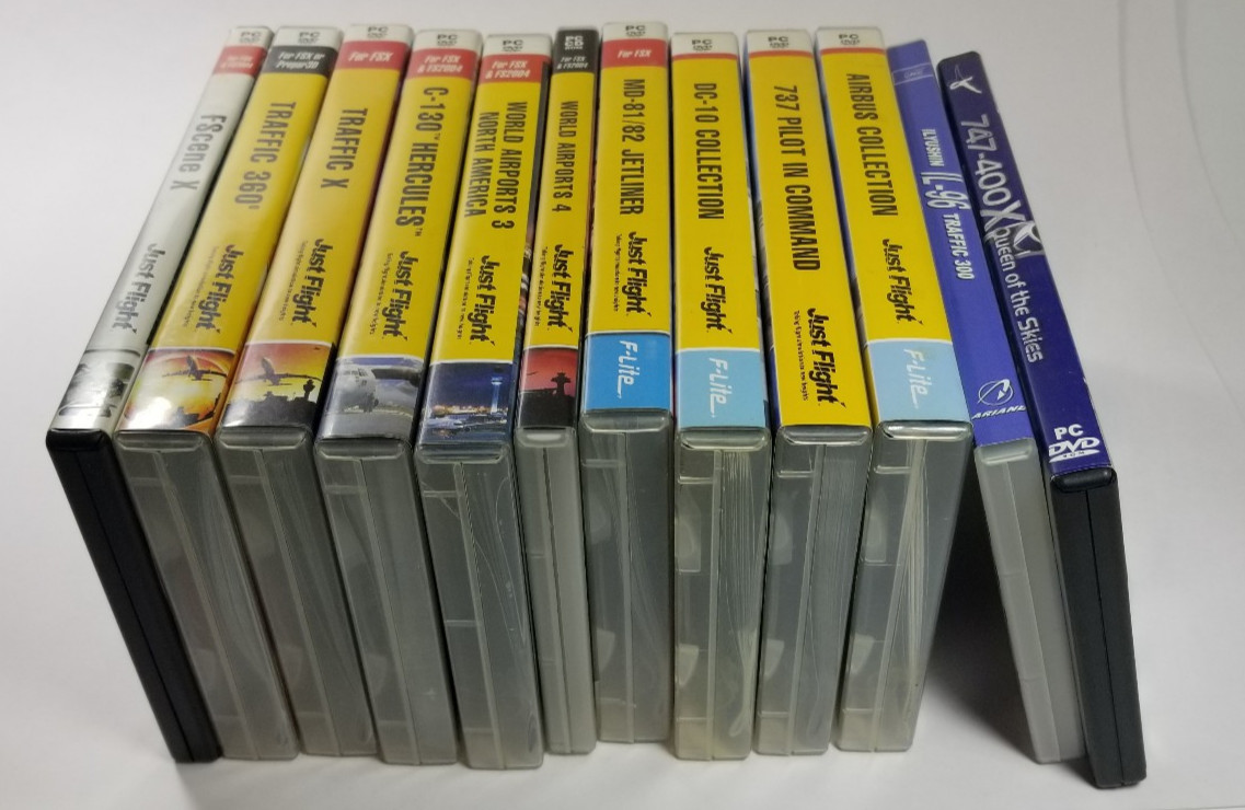 Just Flight Microsoft Simulator Expansion 737 DC-10 MD-81 C-130 Airbus Lot of 12