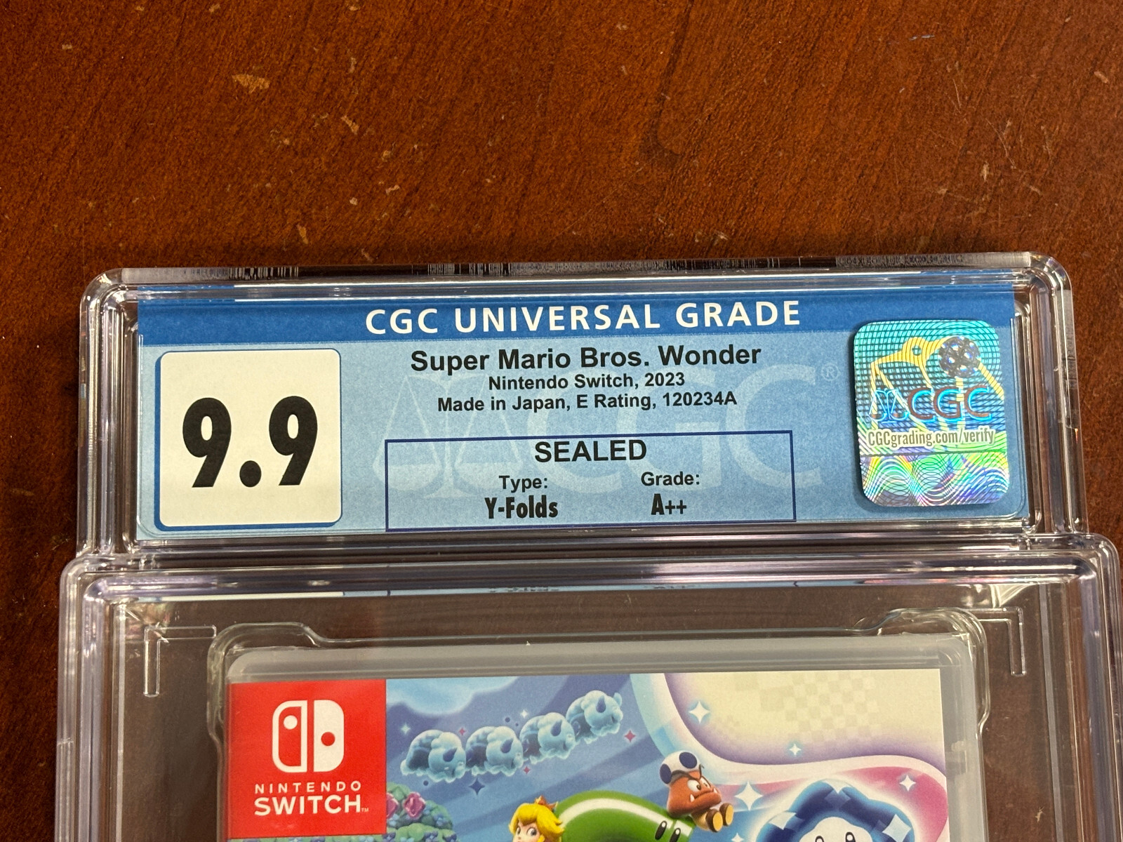 Encased 2023 Switch Super Mario Bros. Wonder CGC 1st PRINT 9.9 A++ Y-Fold Seal