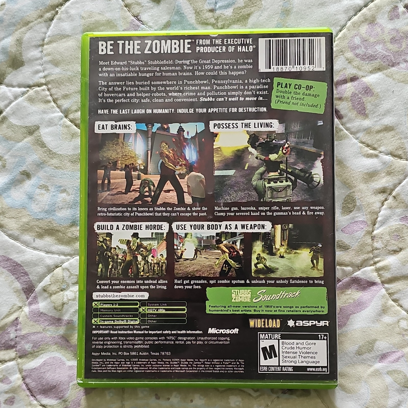 Aspyr Stubbs the Zombie in Rebel Without a Pulse Action Xbox M NTSC-U/C Manual