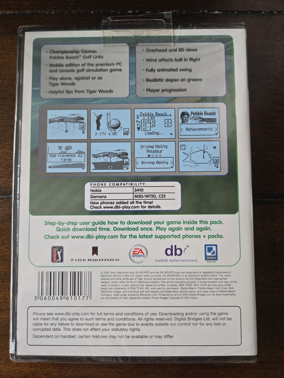 RARE TIGER WOODS PGA TOUR GOLF VIDEO GAME PLAY DB ENTERTAINMENT CELL PHONE…
