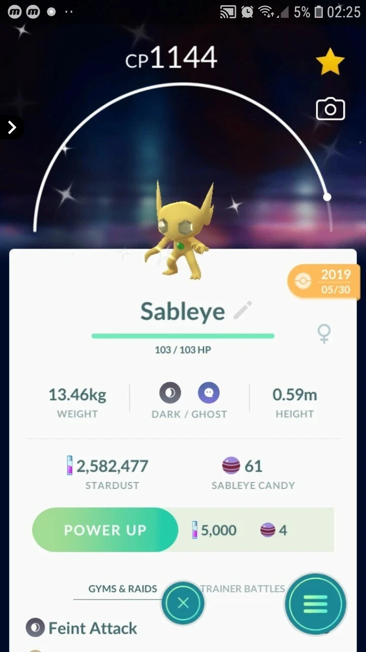 Shiny Sableye Pokemon Ultra friends / Registered Go