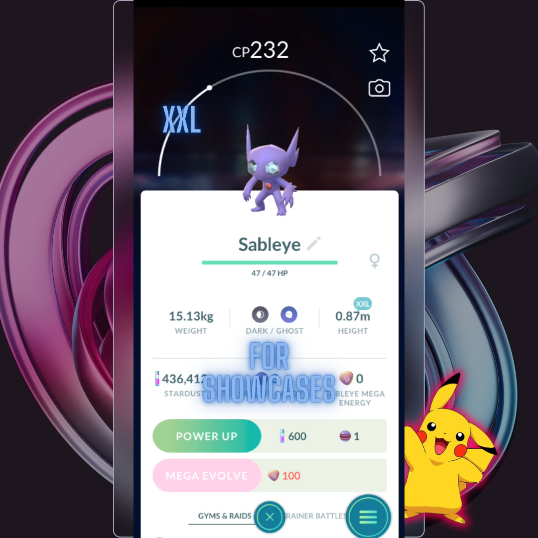 Sableye XXL, Exclusive for showcases sableye, Pokemon Trade Go ✨