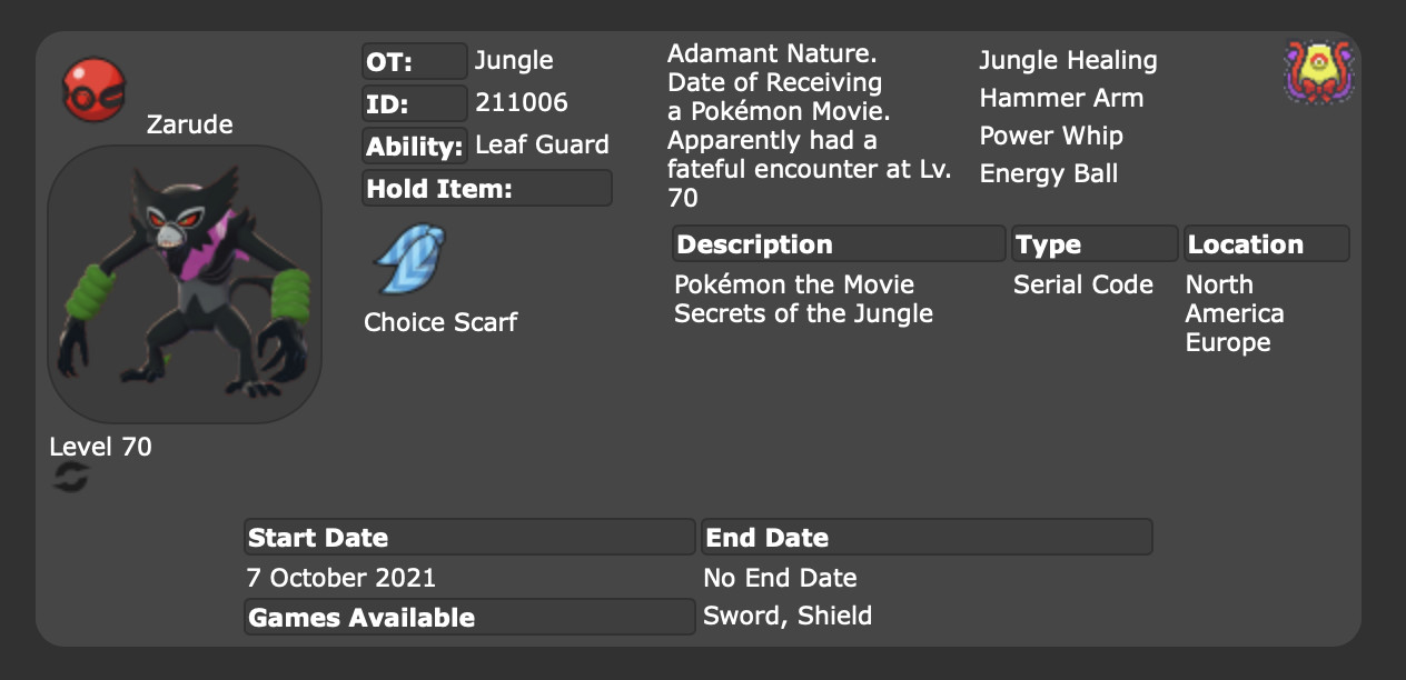 ZARUDE & DADA ZARUDE 🍃 EVENT EXCLUSIVE UNTOUCHED Pokemon Scarlet Violet & more!