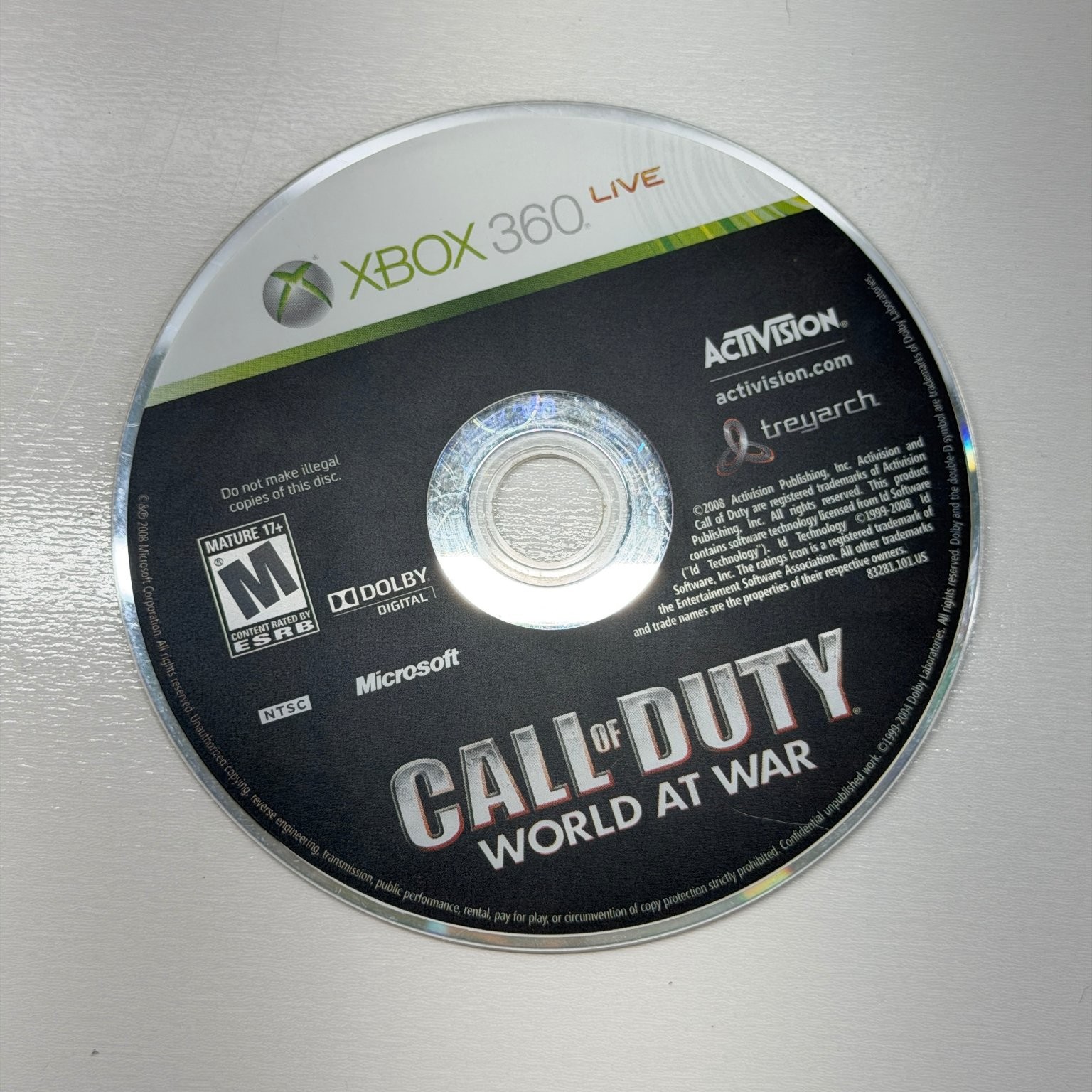 Call of Duty World at War Xbox 360 Video Game Multiplayer NTSC Disc Only