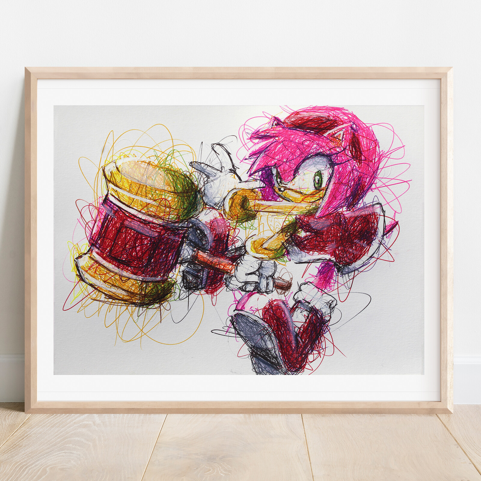 Amy Rose Ballpoint Pen Print, Sonic the Hedgehog Poster
