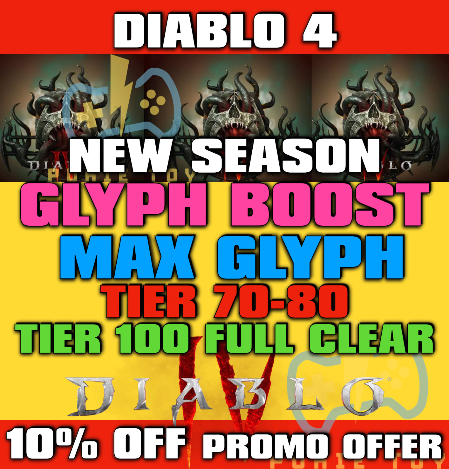 🔥DIABLO 4 GLYPH LEVEL BOOST+XP= NIGHTMARE SIGIL✨TIER 70-80✨FREE LEVELING✨SEASON