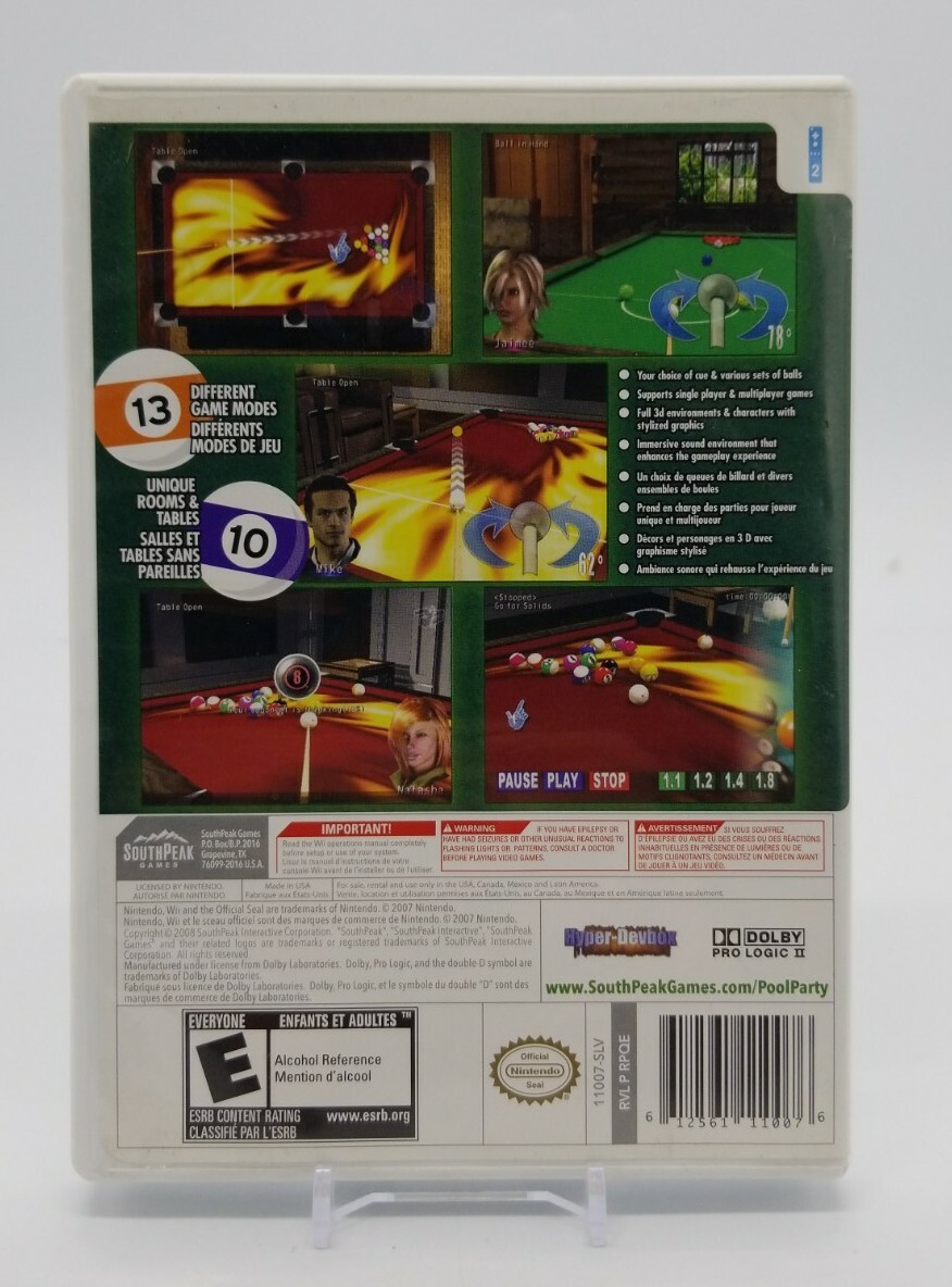 Pool Party (Nintendo Wii, 2007) Billiards Game SouthPeak Interactive Complete