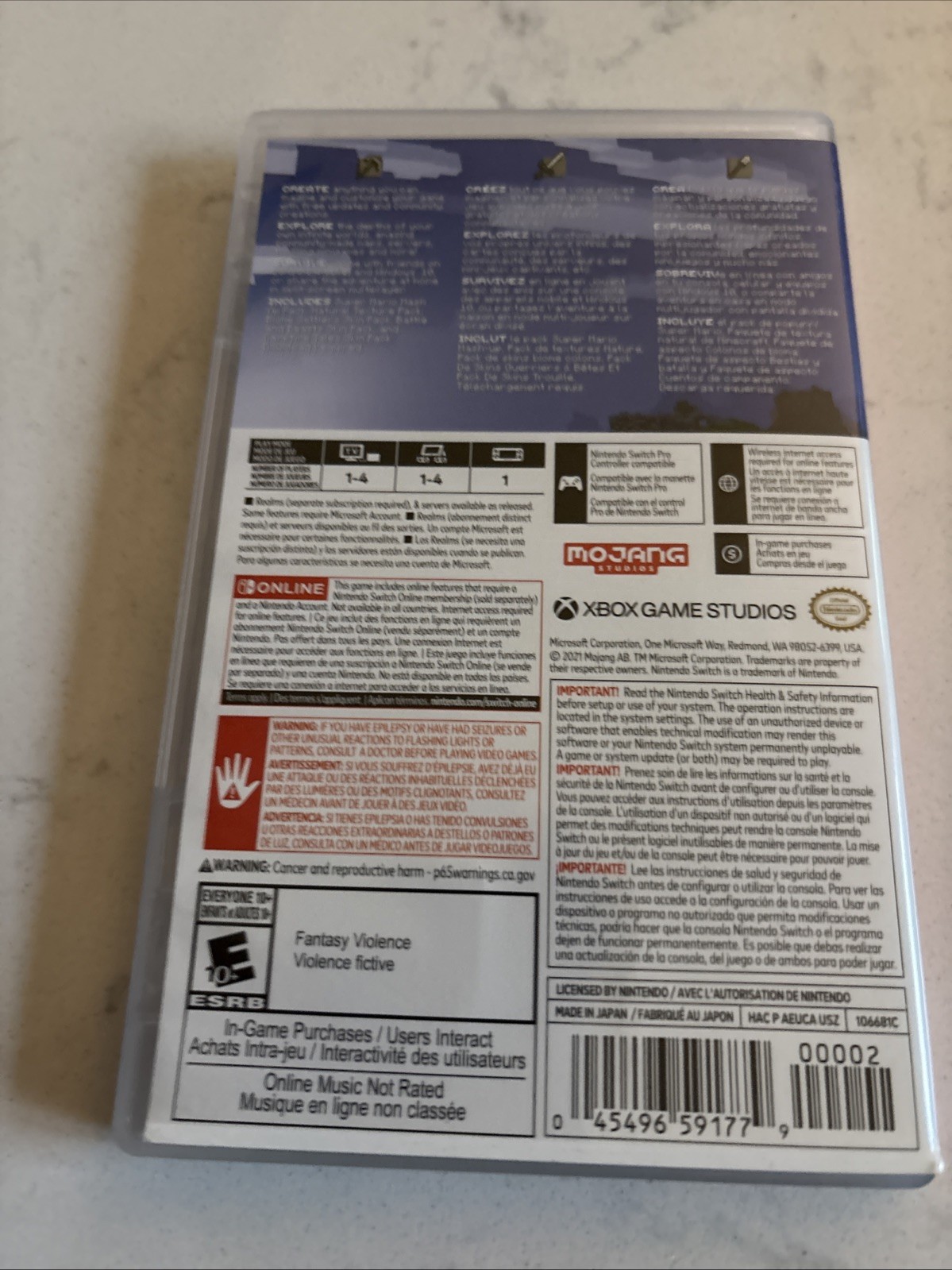 Minecraft Nintendo Switch Complete CIB Authentic Tested Game Cartridge
