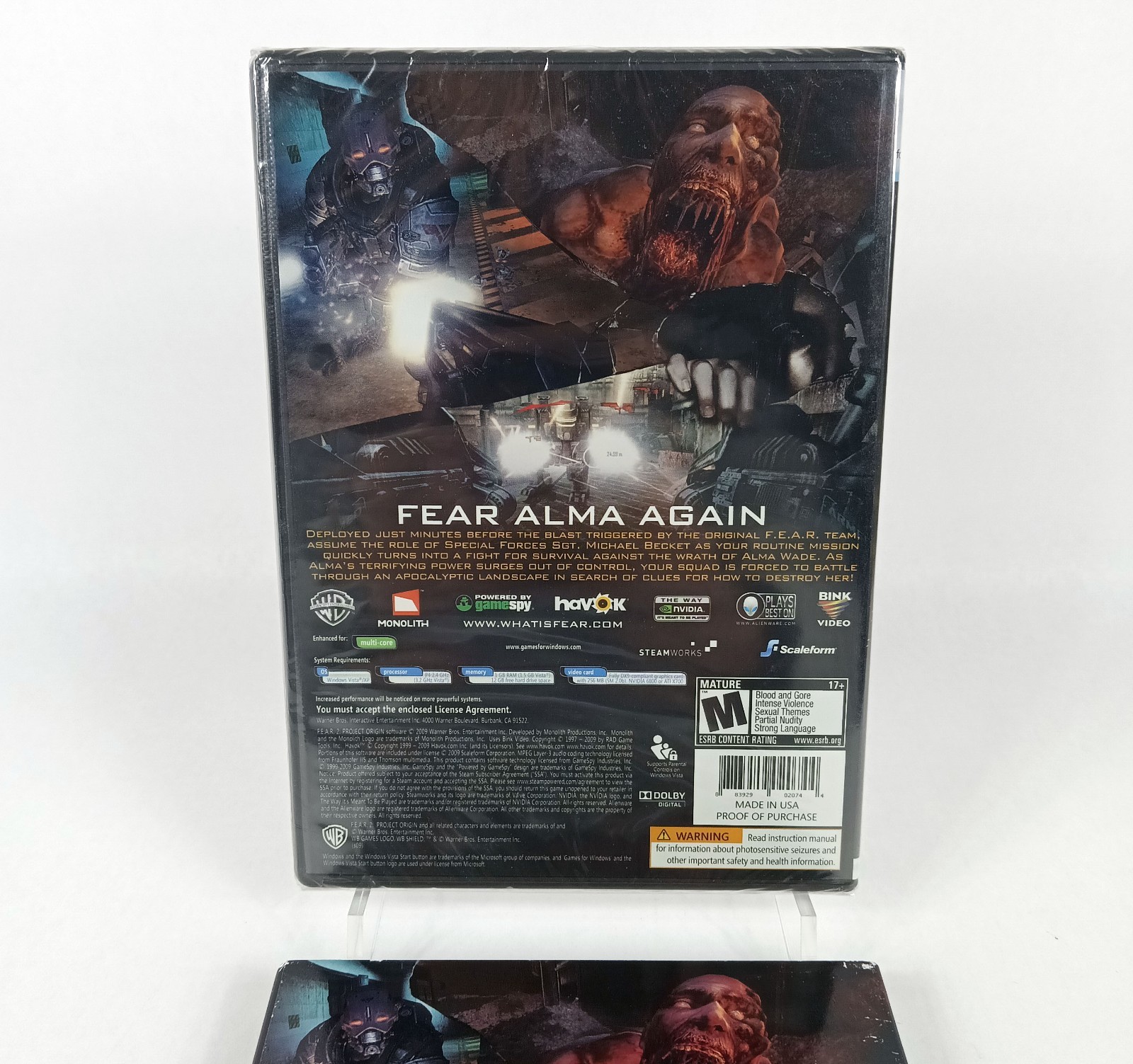 F.E.A.R. 2: Project Origin (PC, 2009) – Brand New & Factory Sealed w/ Slip Cover