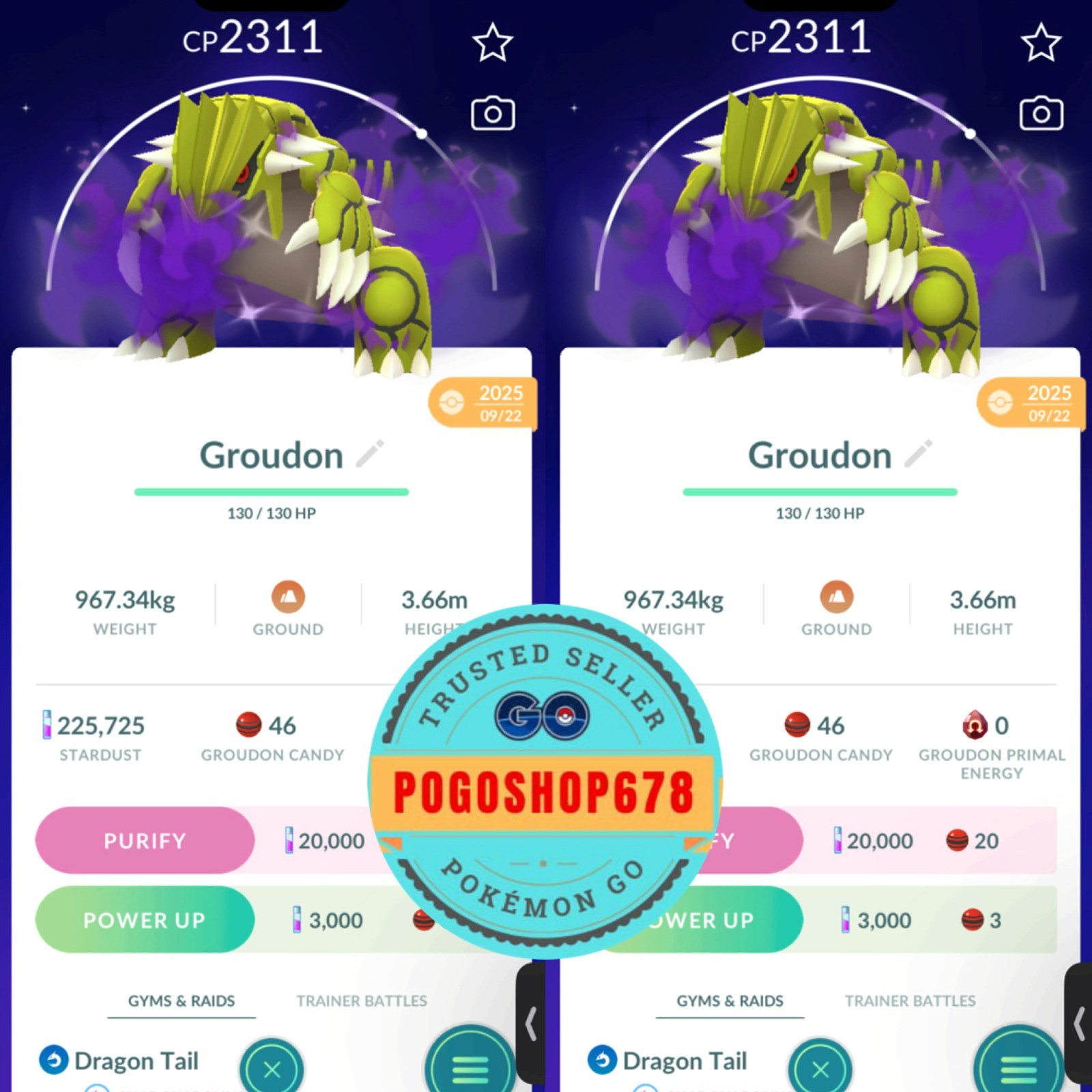 Pokémon PTC Go – Shiny Shadow Groudon ✨ Mini 80k Stardusts or TRADE