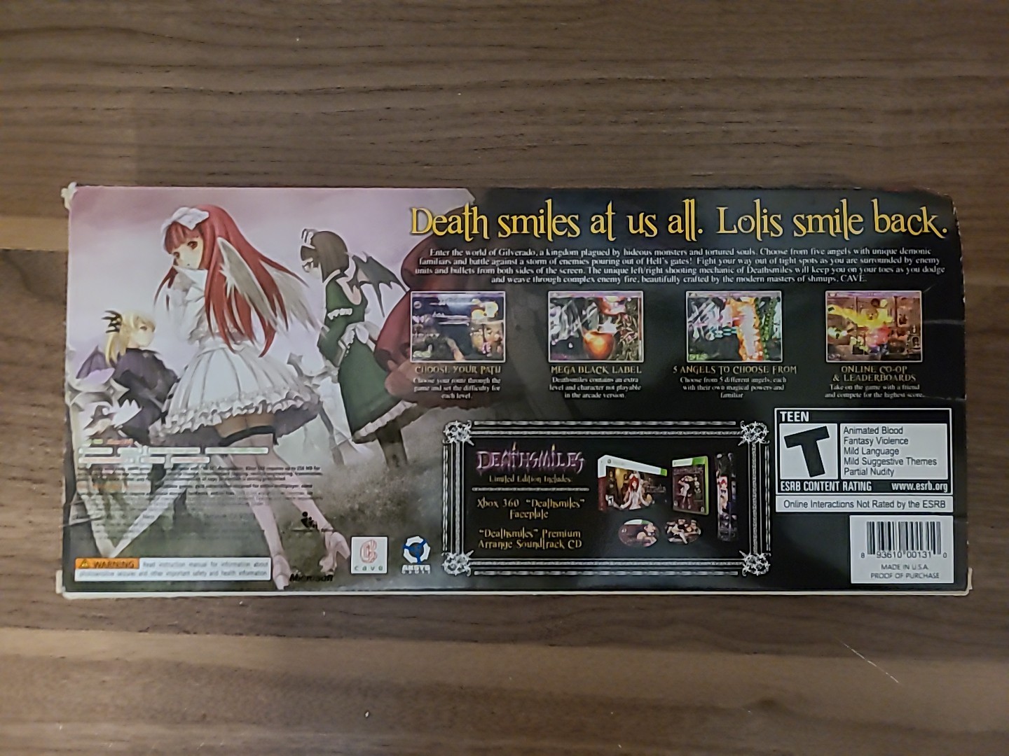 Deathsmiles — Limited Edition (Microsoft Xbox 360, 2010) CIB W/ Faceplate