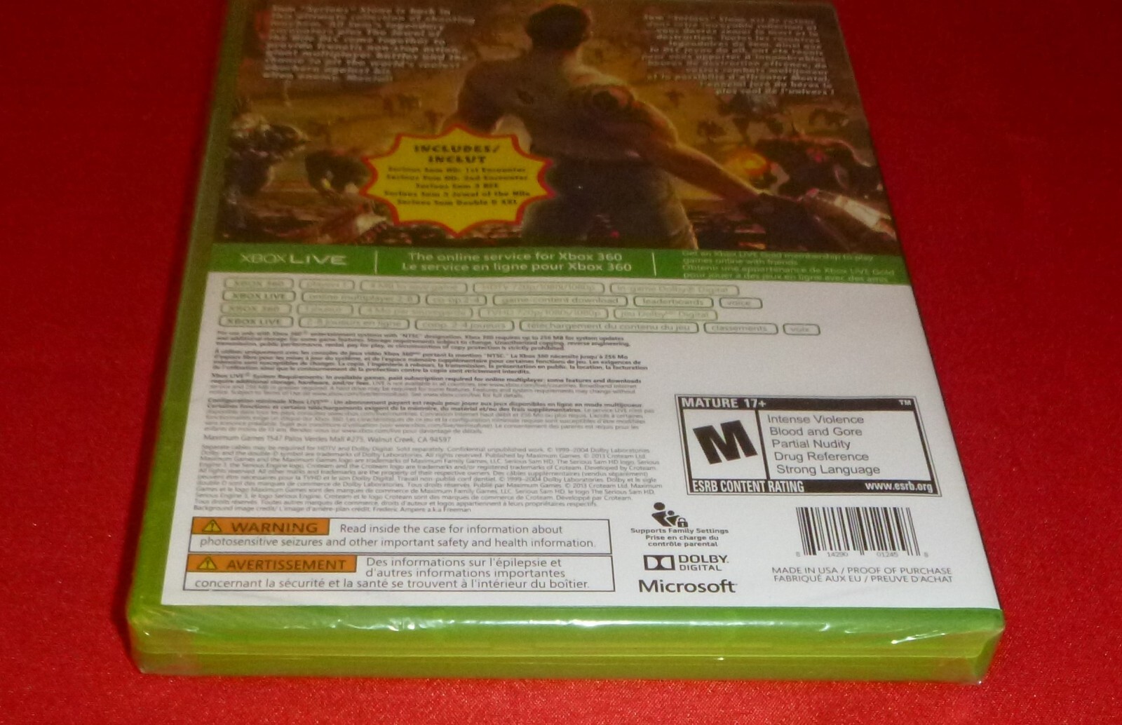 Serious Sam Collection (Microsoft Xbox 360, 2013)-NEW