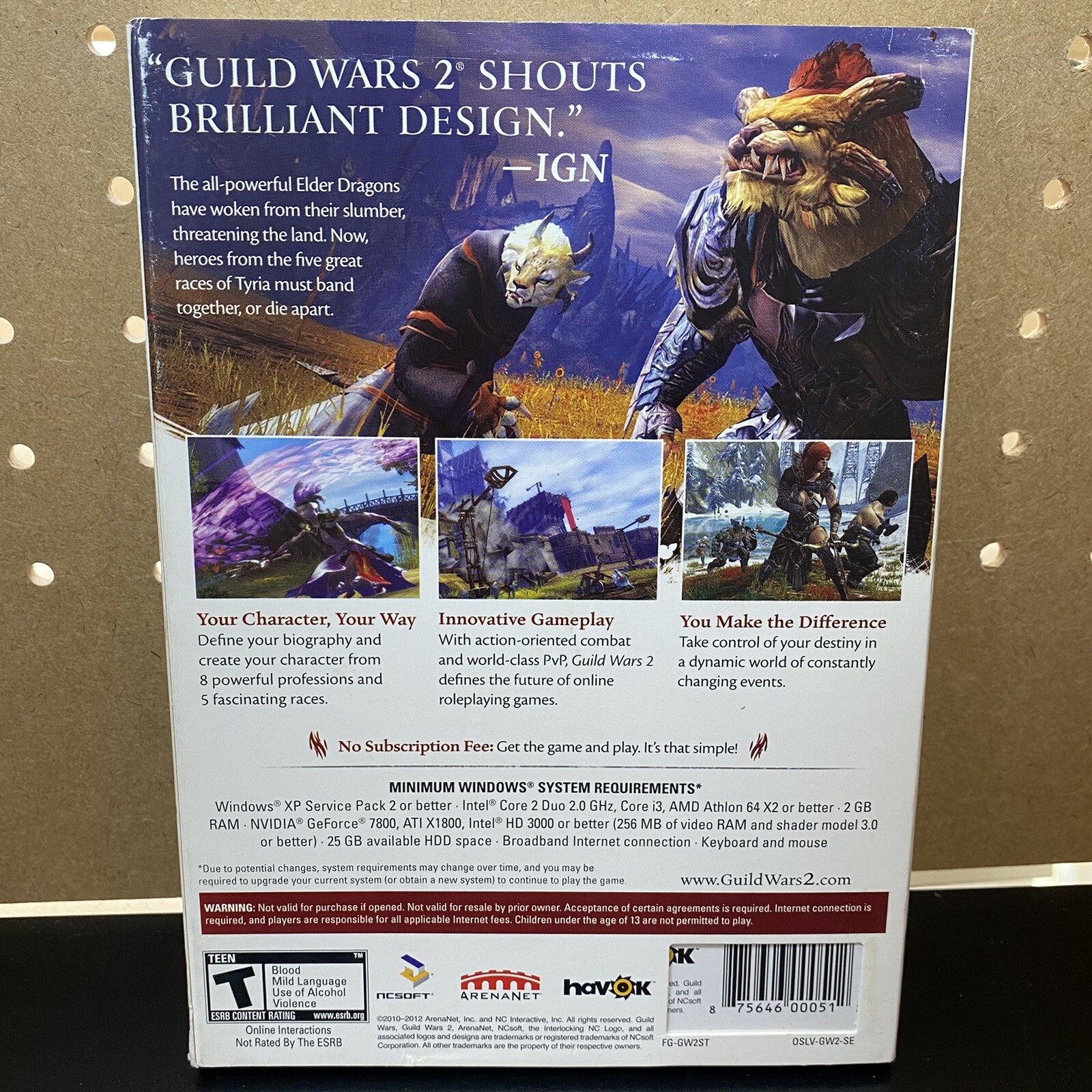 Guild Wars 2 (PC, 2012) DVD — W/ Sleeve And Manual — Disc 1 Only