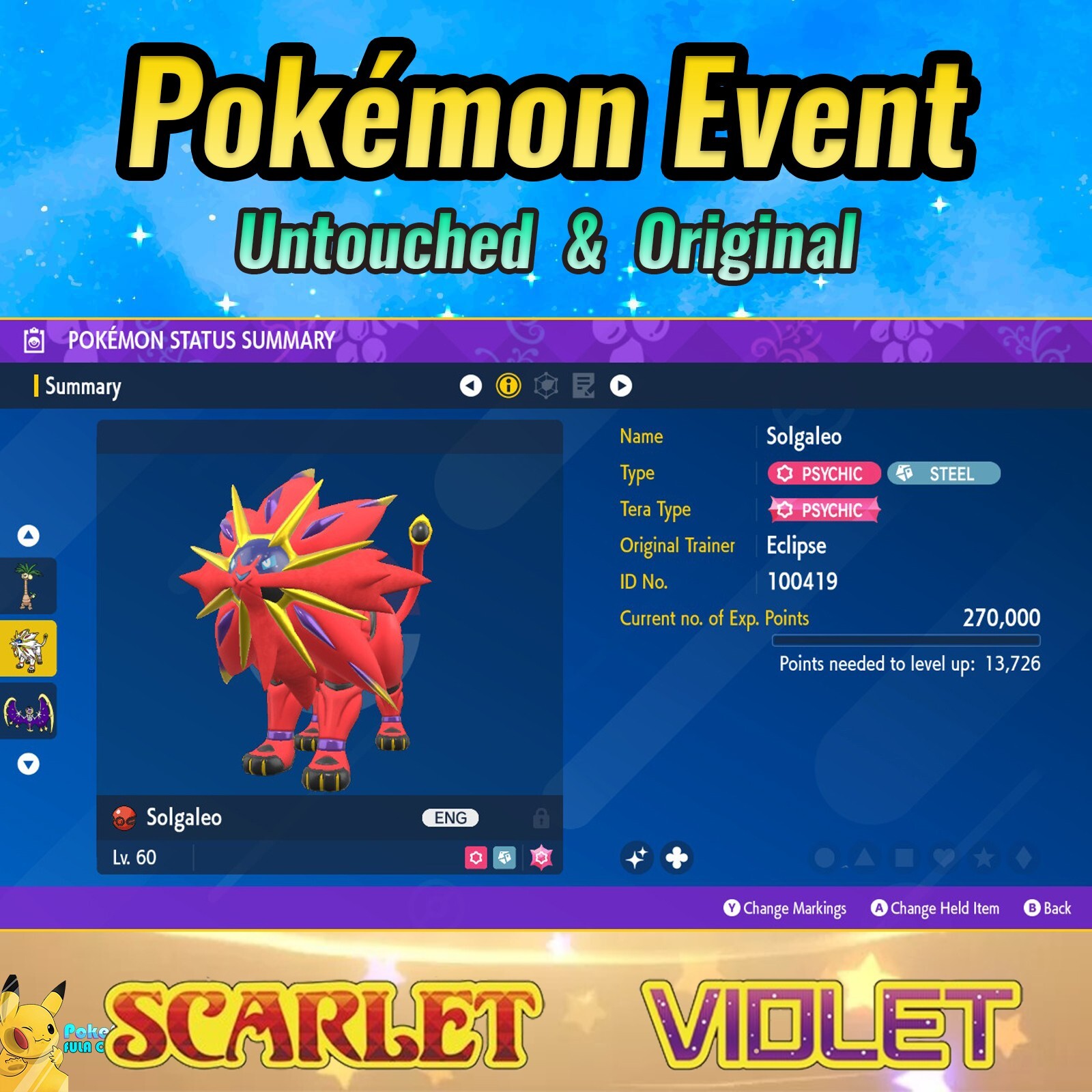✨ Shiny Solgaleo Event 💜 2019 American Eclipse 💜 Pokémon Scarlet & Violet