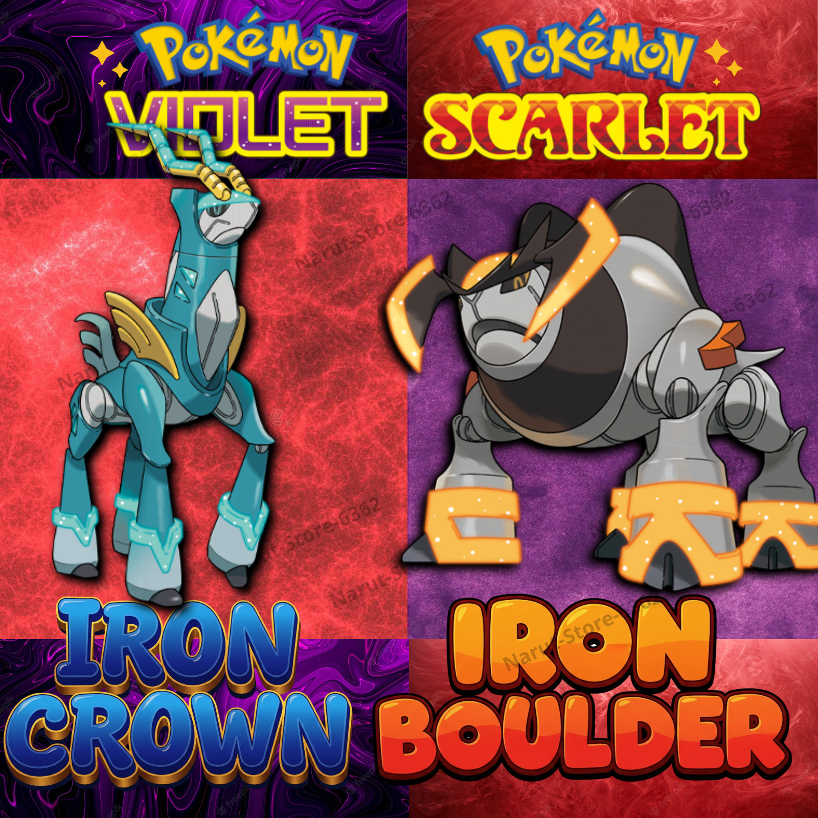 🌟IRON CROWN & IRON BOULDER UNTOUCHED 🌟 FOR POKEMON SCARLET & VIOLET