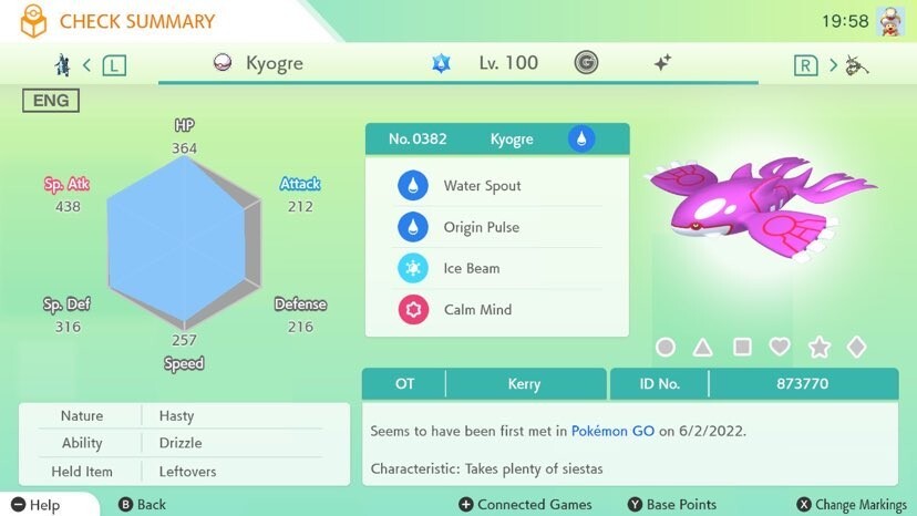 🔥Pokémon Scarlet & Violet🔥 Shiny Kyogre with free item from Pokémon GO!!🌟🌟🌟