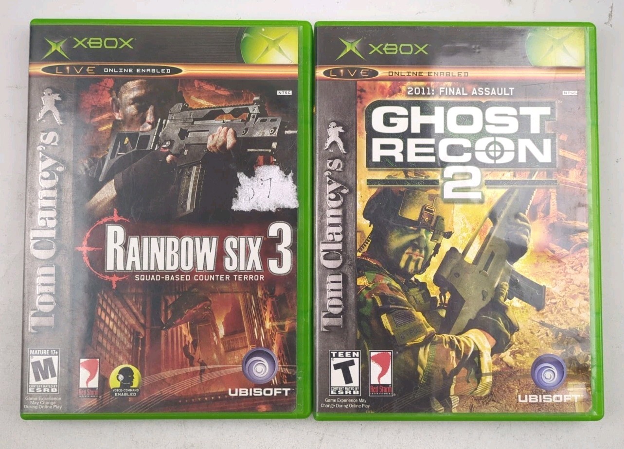 Tom Clancy’s Rainbow Six 3 & Ghost Recon 2 OG XBOX 2 Game Bundle Lot CIB FPS