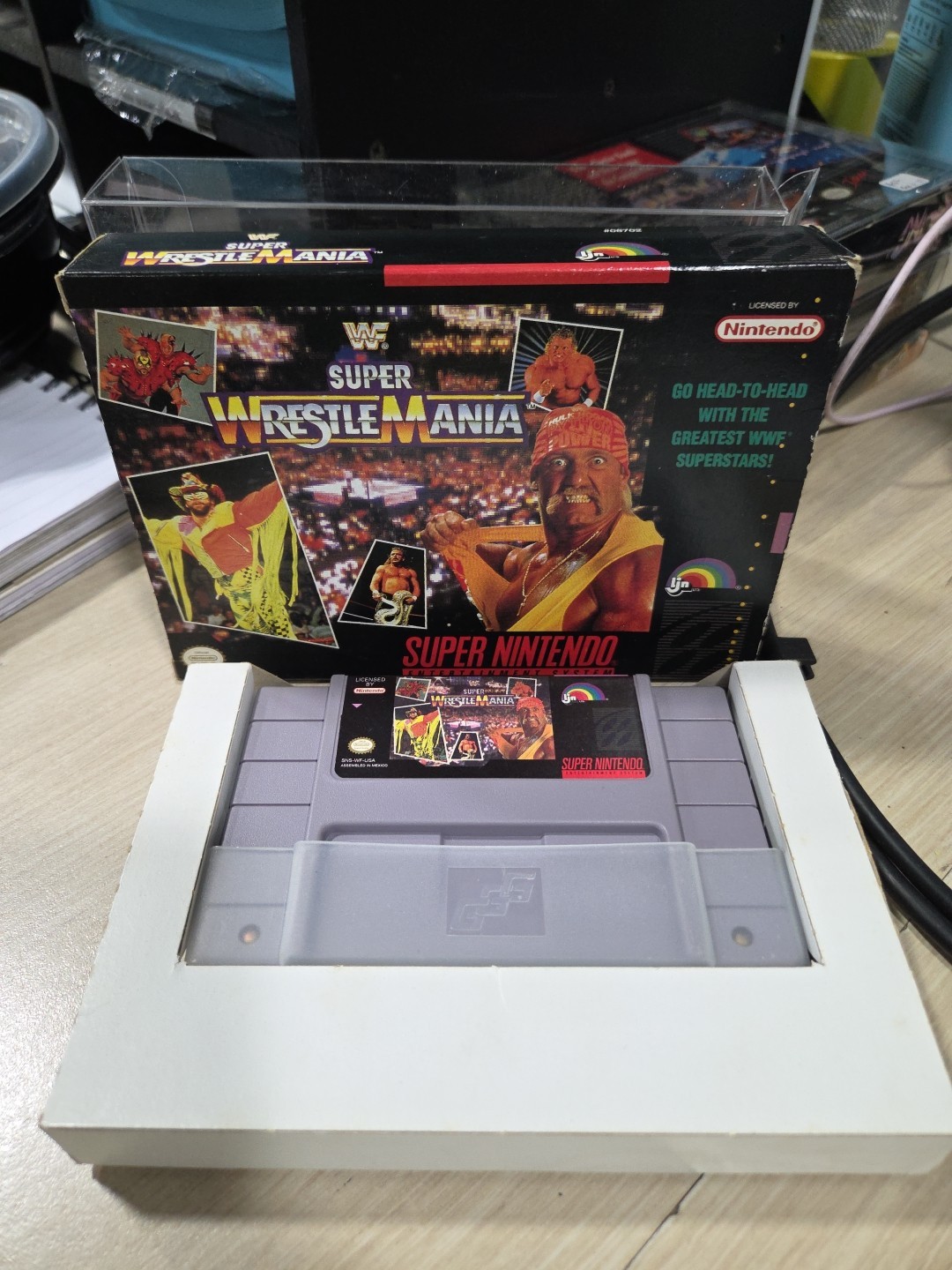 WWF Super Wrestlemania (SNES, 1992) Game And Box