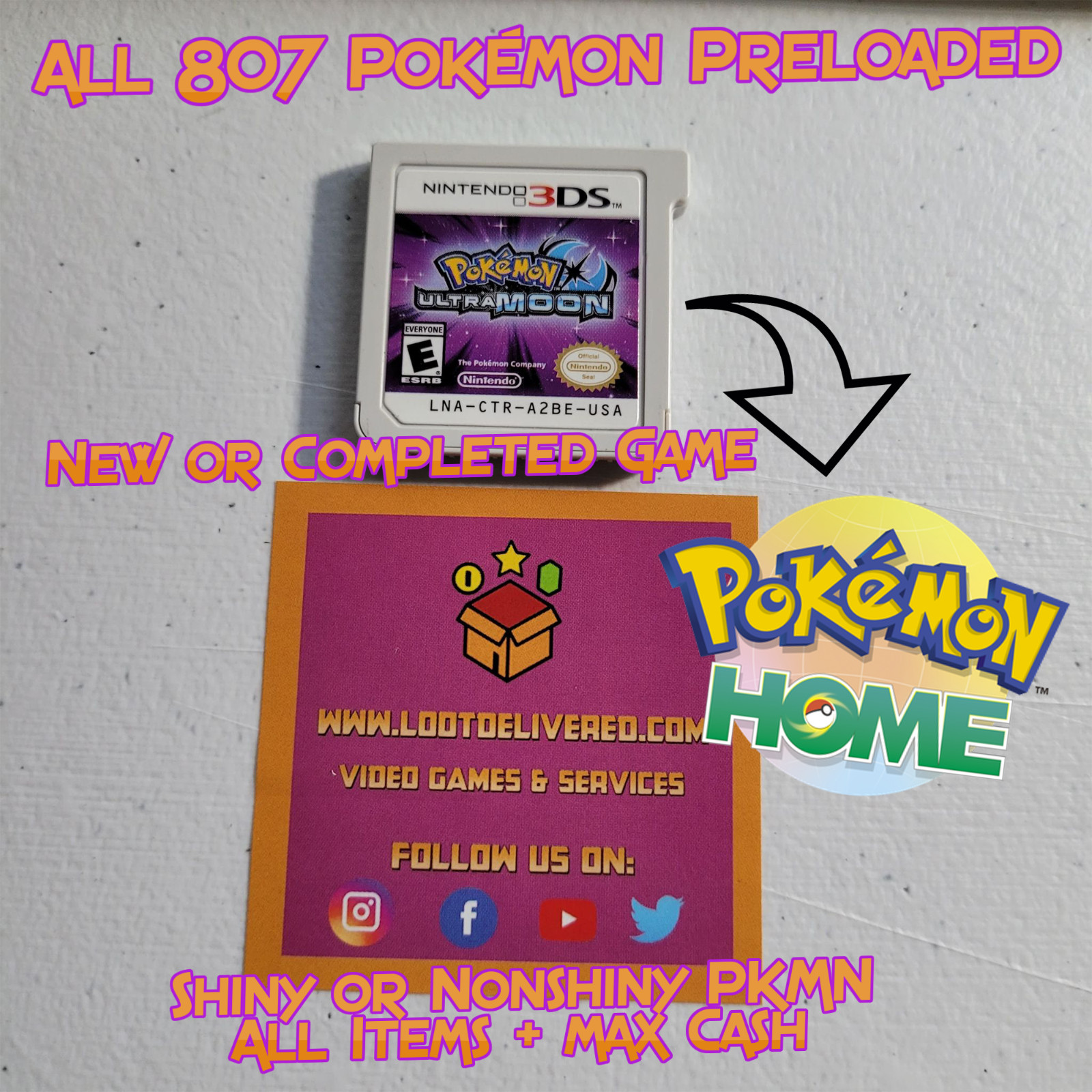 Pokemon Ultra Moon Nintendo 3ds Loaded with all 807 Pokemon max items & more