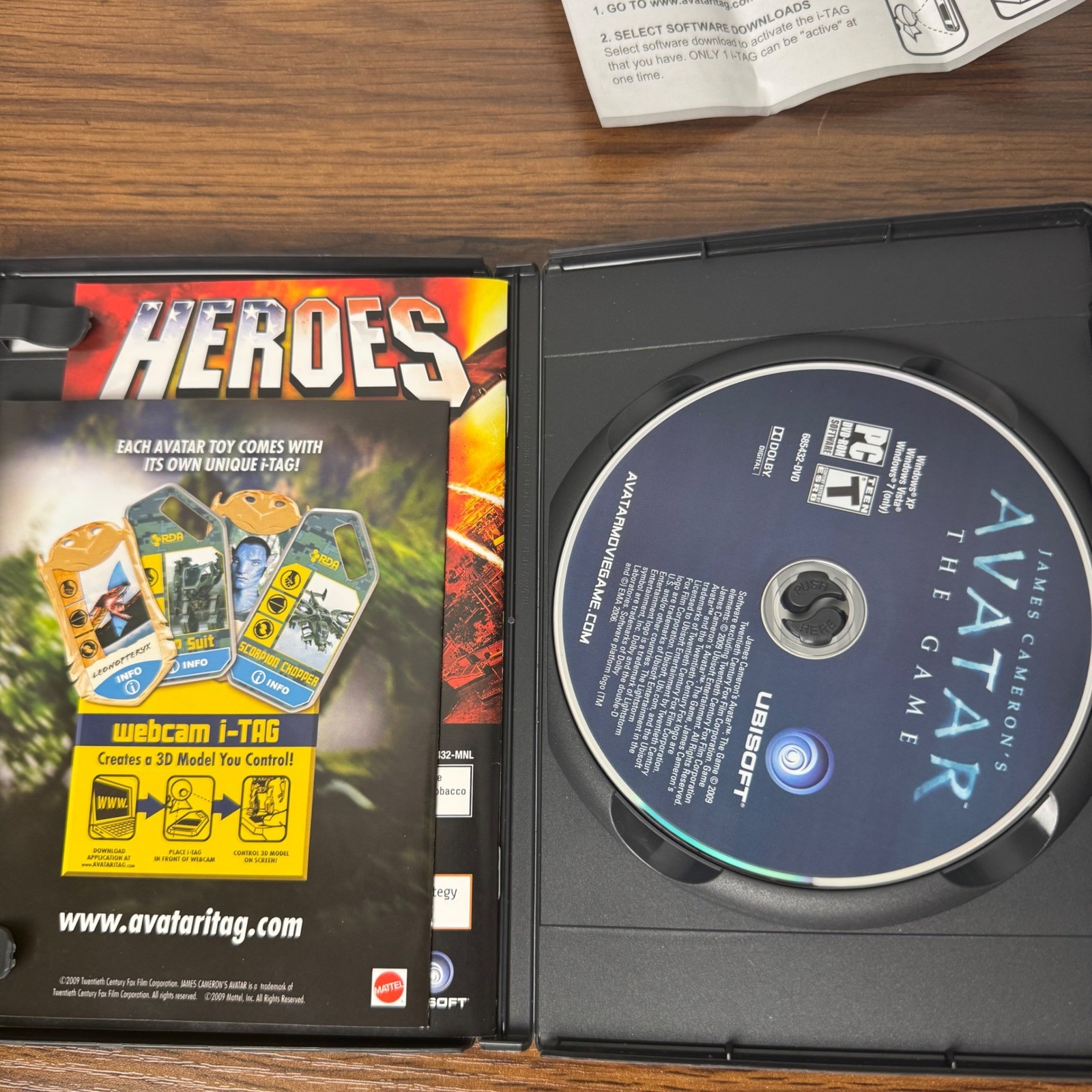 James Cameron’s Avatar The Game PC DVD-ROM Ubisoft 2009 with 2 Mattel i-Tags