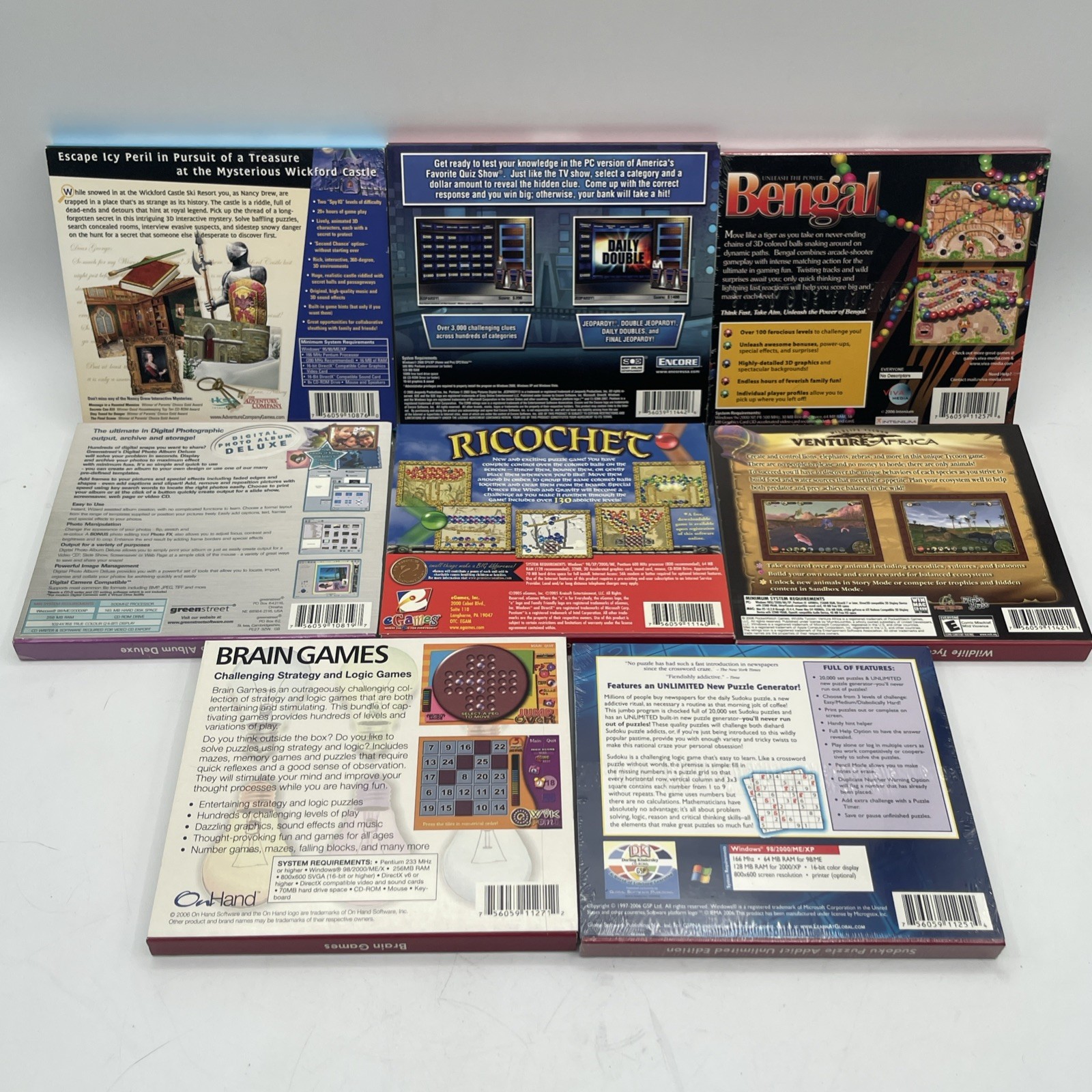 Windows 98 Games Lot PC CD-ROM Software Nancy Drew Wildlife Tycoon Jeopardy