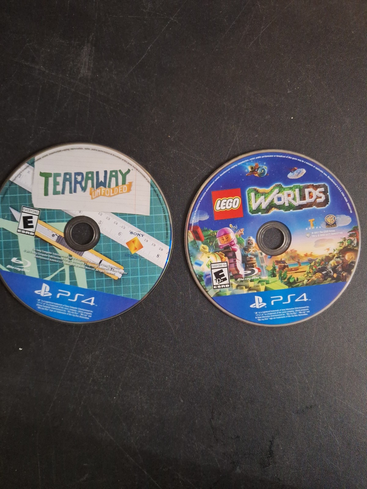 Tearaway Unfolded & Lego Worlds (Playstation 4, PS4) 2 Game Bundle Disc Only