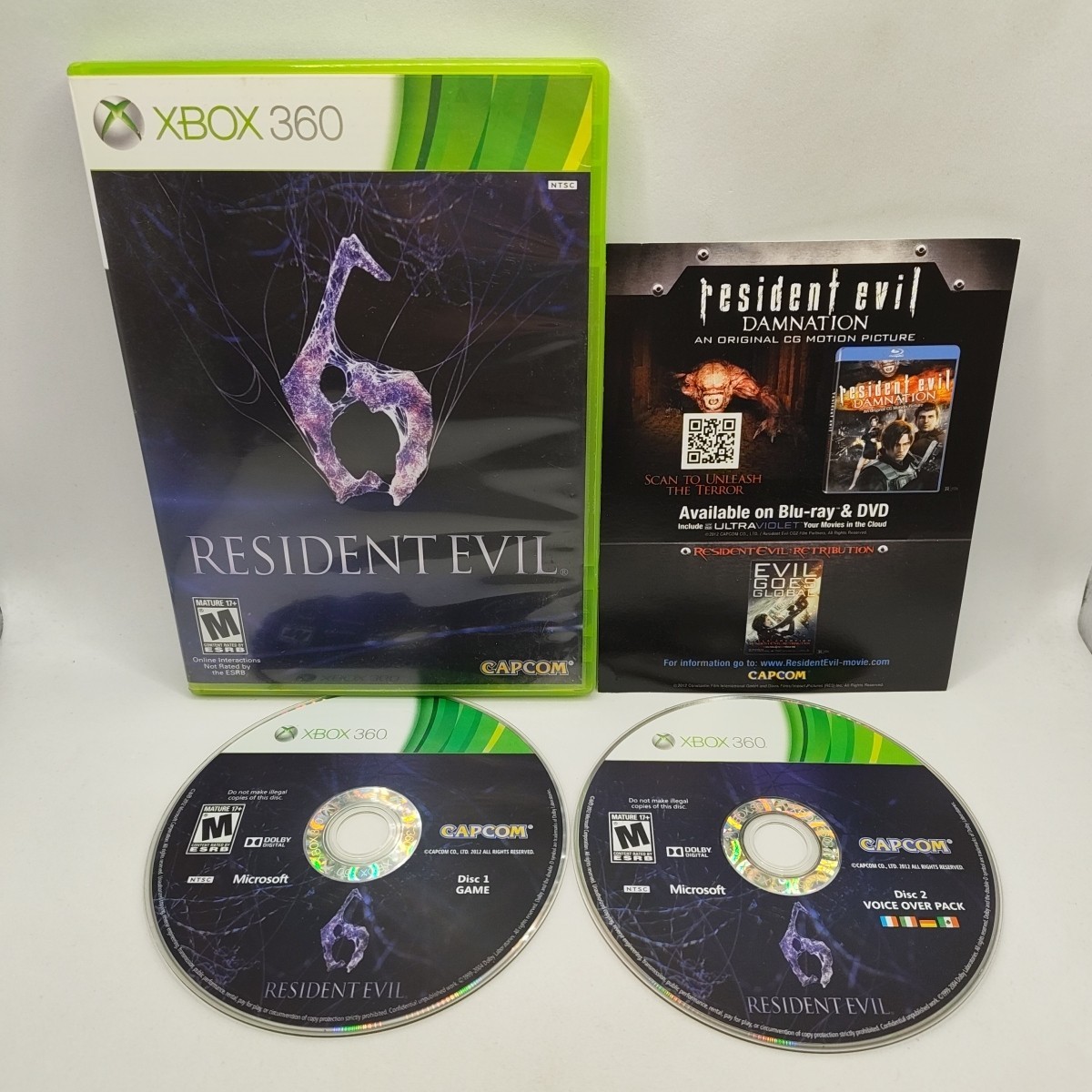 Resident Evil 6 (Microsoft Xbox 360, 2012) Complete CIB Both Discs Tested Works