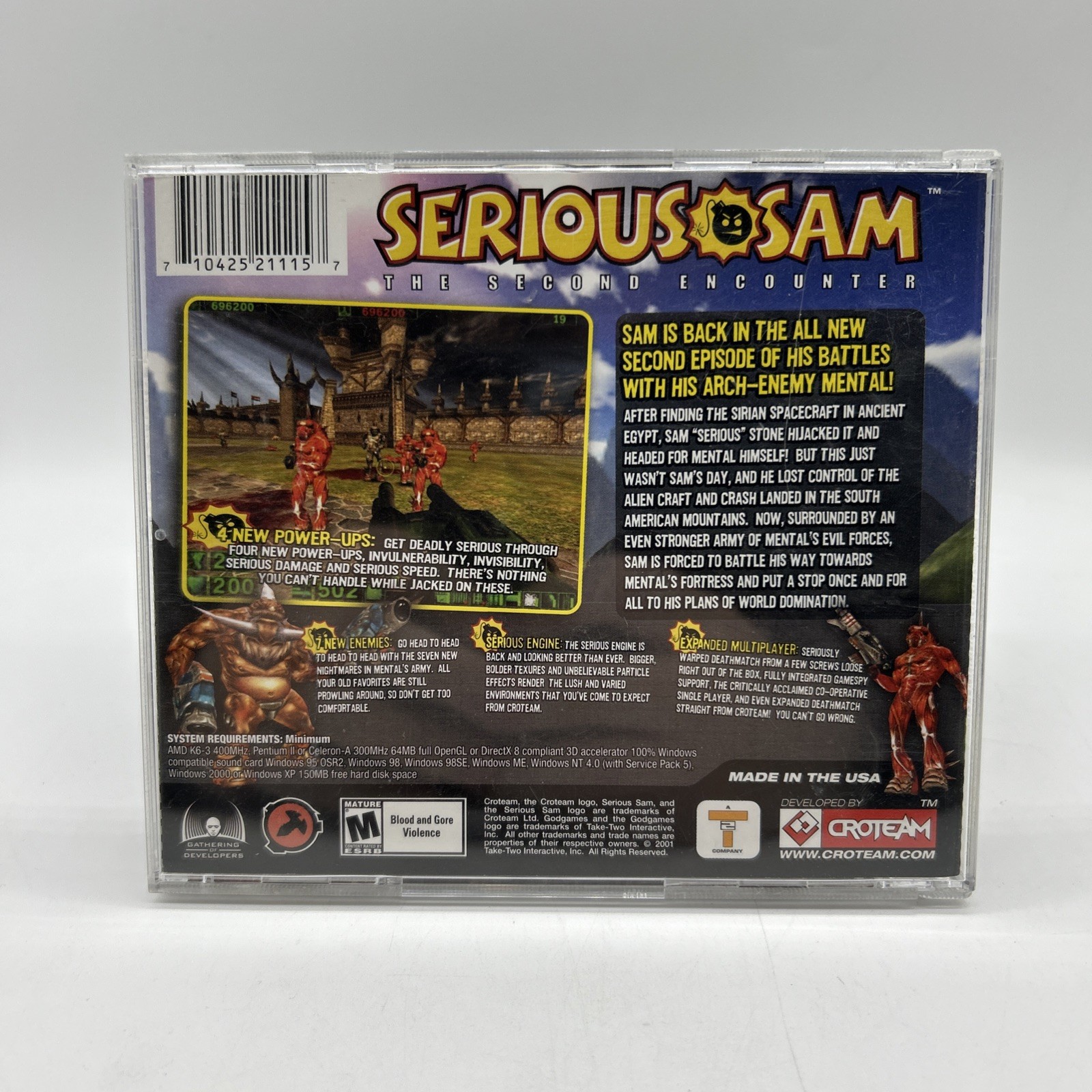 Serious Sam Second Encounter COMPLETE Windows PC CD-Rom Video Games Sci-Fi