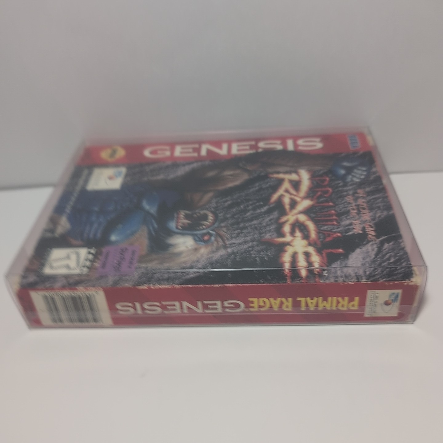 Primal Rage Sega Genesis Authentic with Box & Plastic Protector Case No Manual