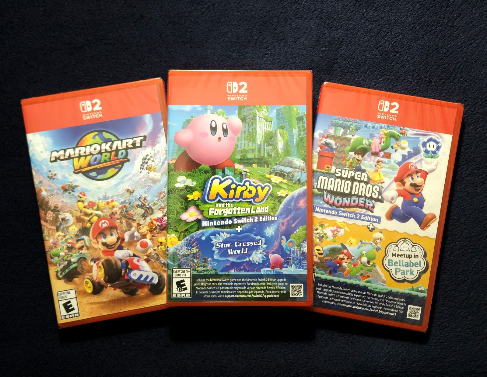 Nintendo Switch 2 Mario Kart World, Super Mario Wonder & Kirby Forgotten Land