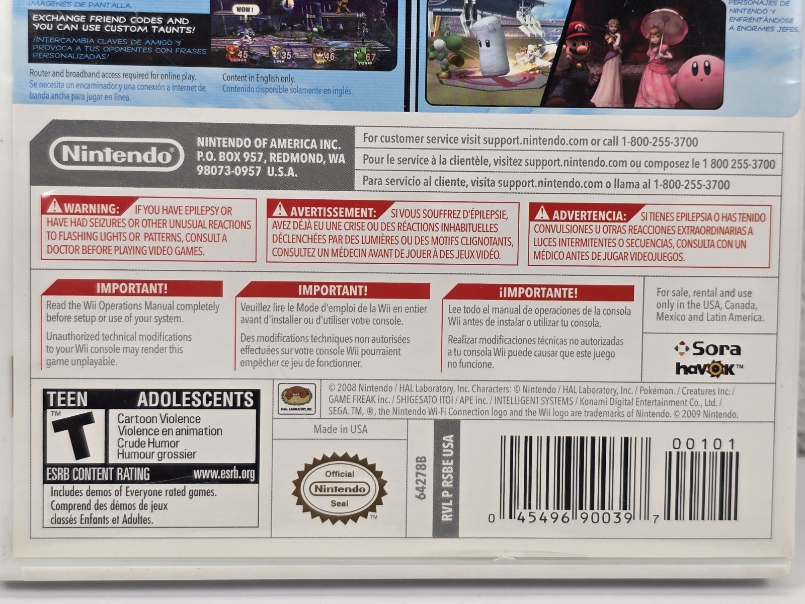 Super Smash Bros Brawl Nintendo Wii Game CIB Complete With Manual Tested