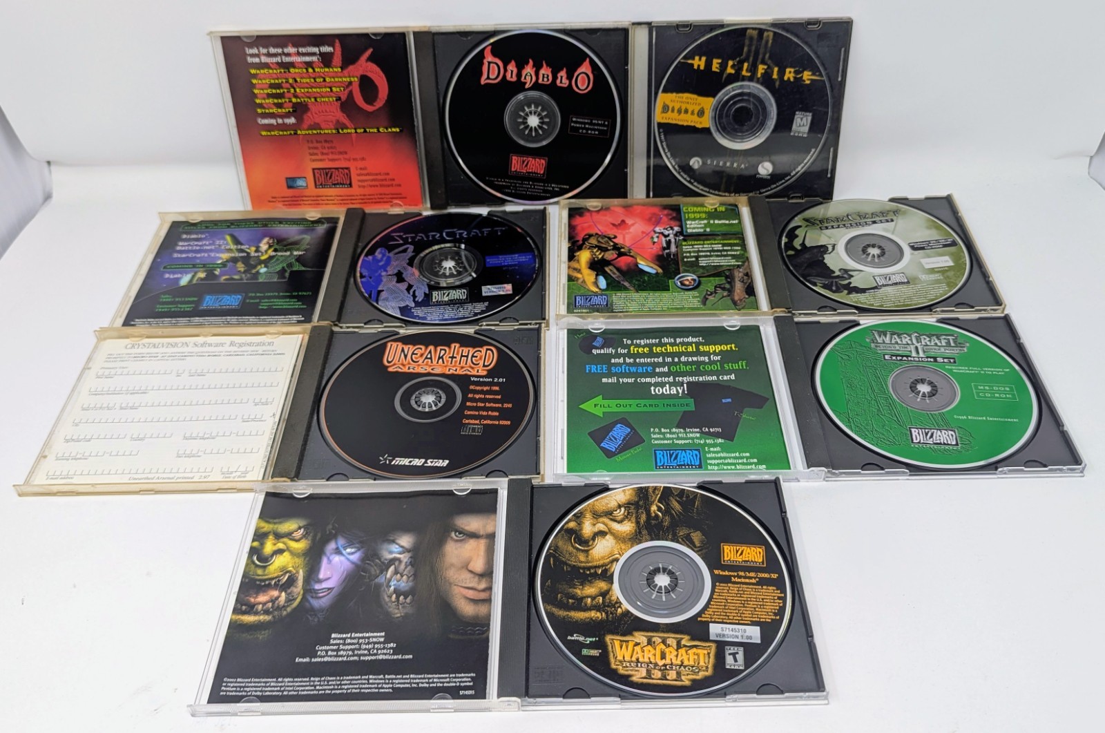 Blizzard 7 PC Game Lot – Diablo, Hellfire, Unearthed Arsenal, StarCraft & More!
