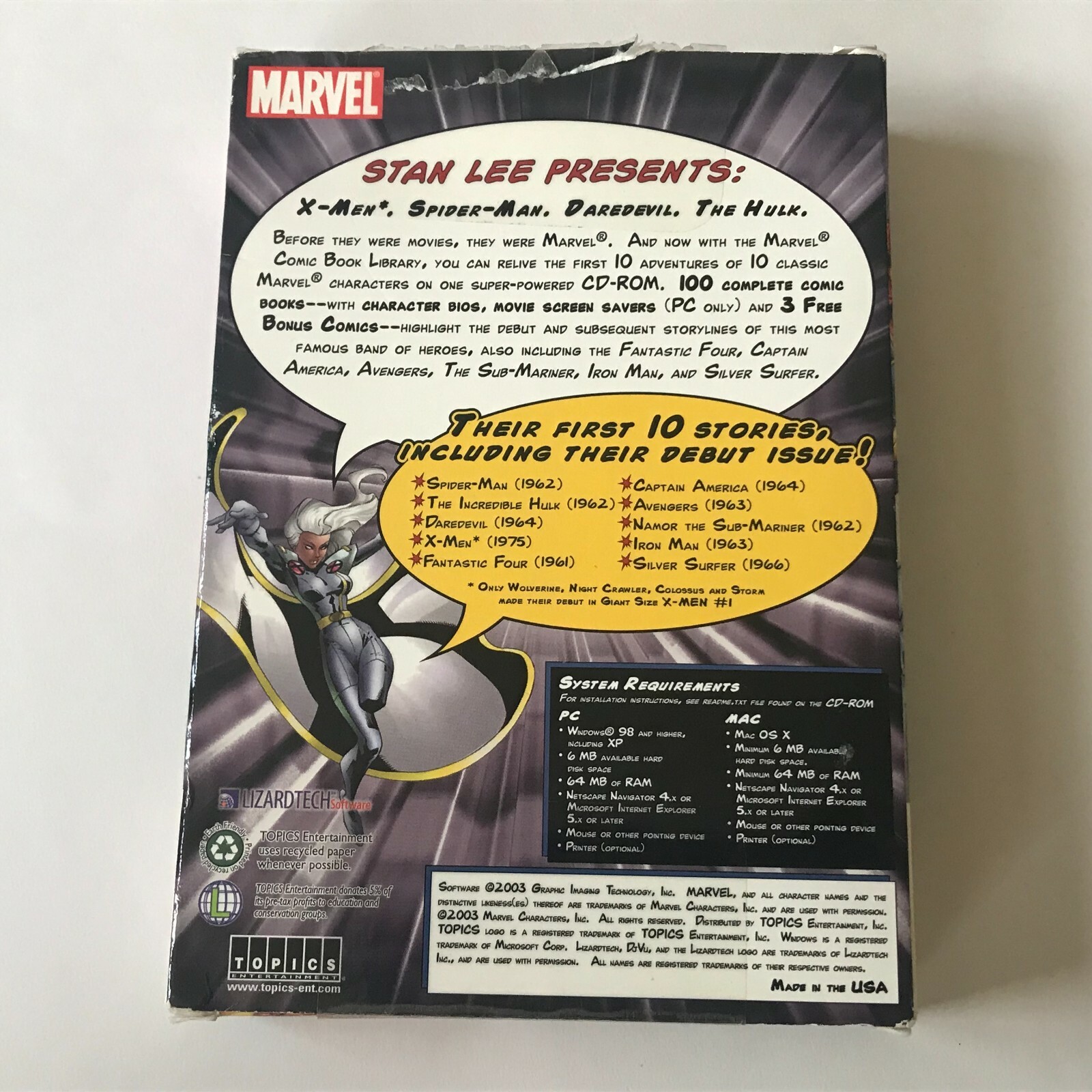 Marvel Comic Book Library Collector’s Edition Vol. 1 PC CD-ROM Used with Box