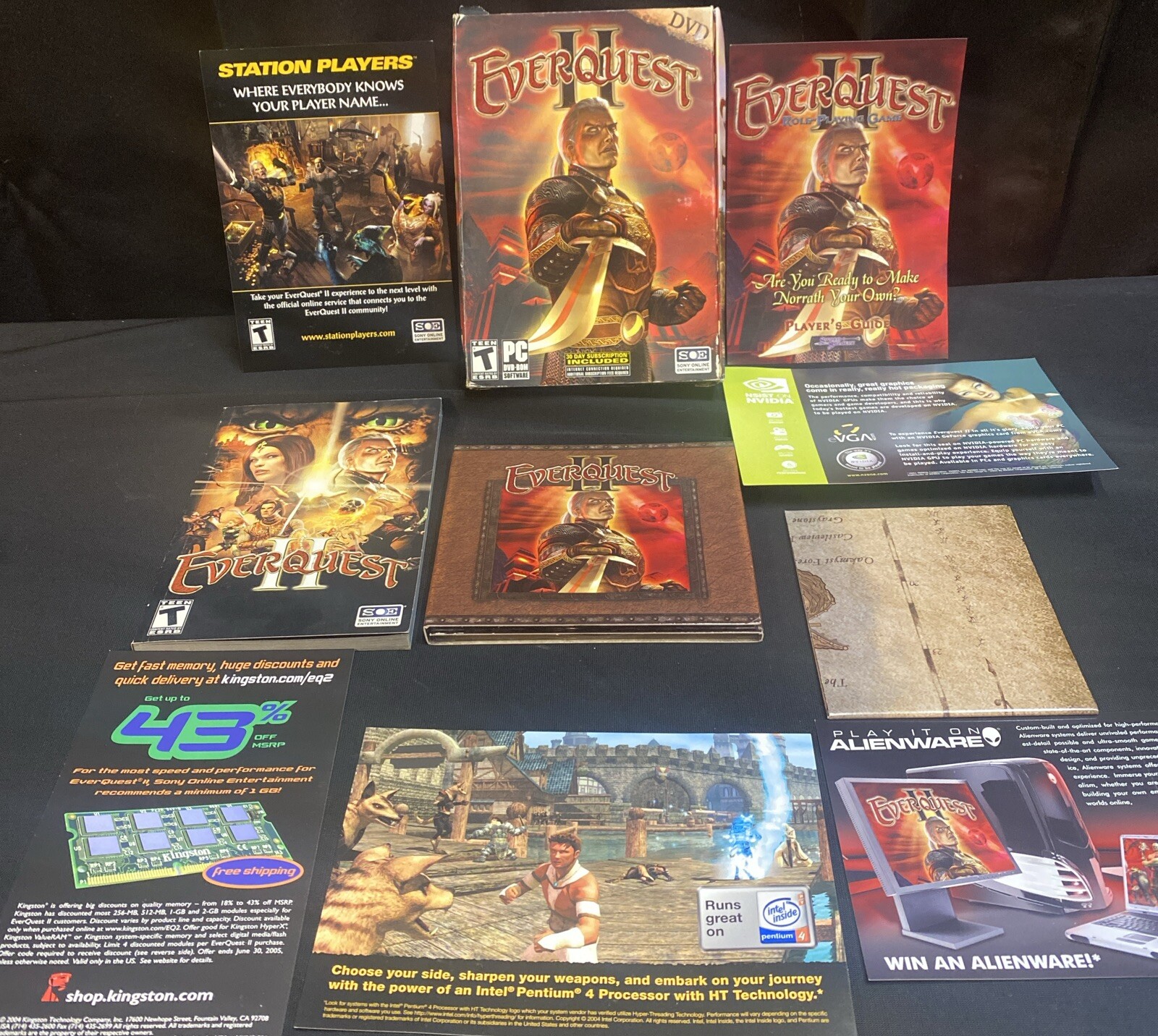 EverQuest II (PC DVD-ROM, 2004 TEEN) Big Box W/ Poster Map, 2 Discs & Xtras, Ex