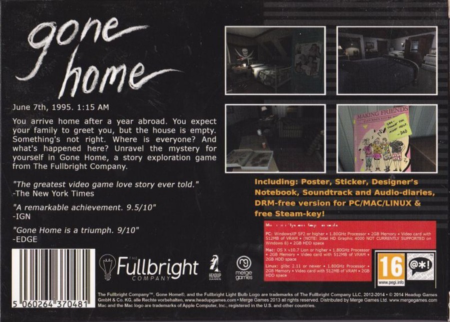 Gone Home PC Mac Game 2013 Windows 10 11