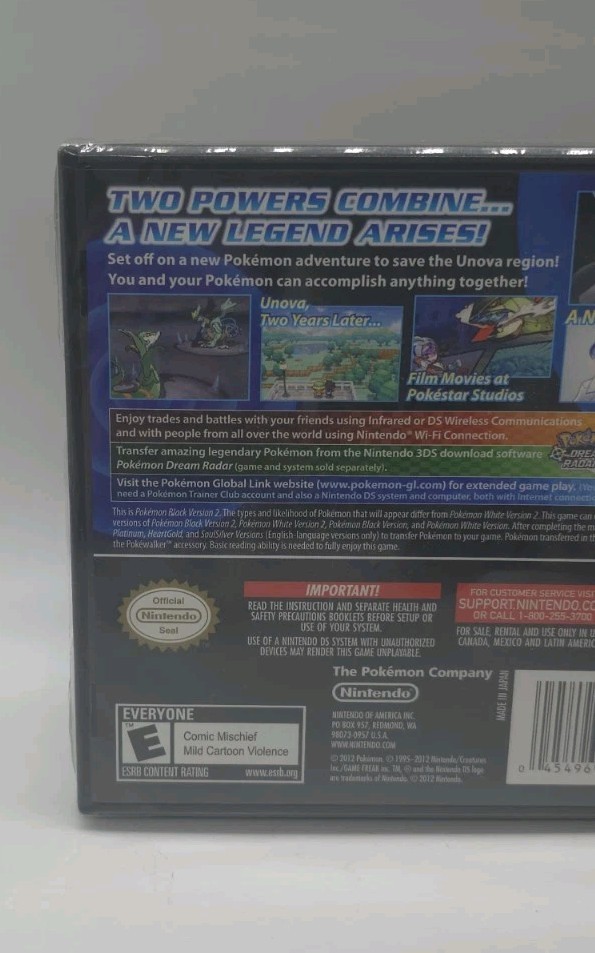 Pokemon: Black Version 2 (Nintendo DS, 2012) Brand New Factory Seal First Print