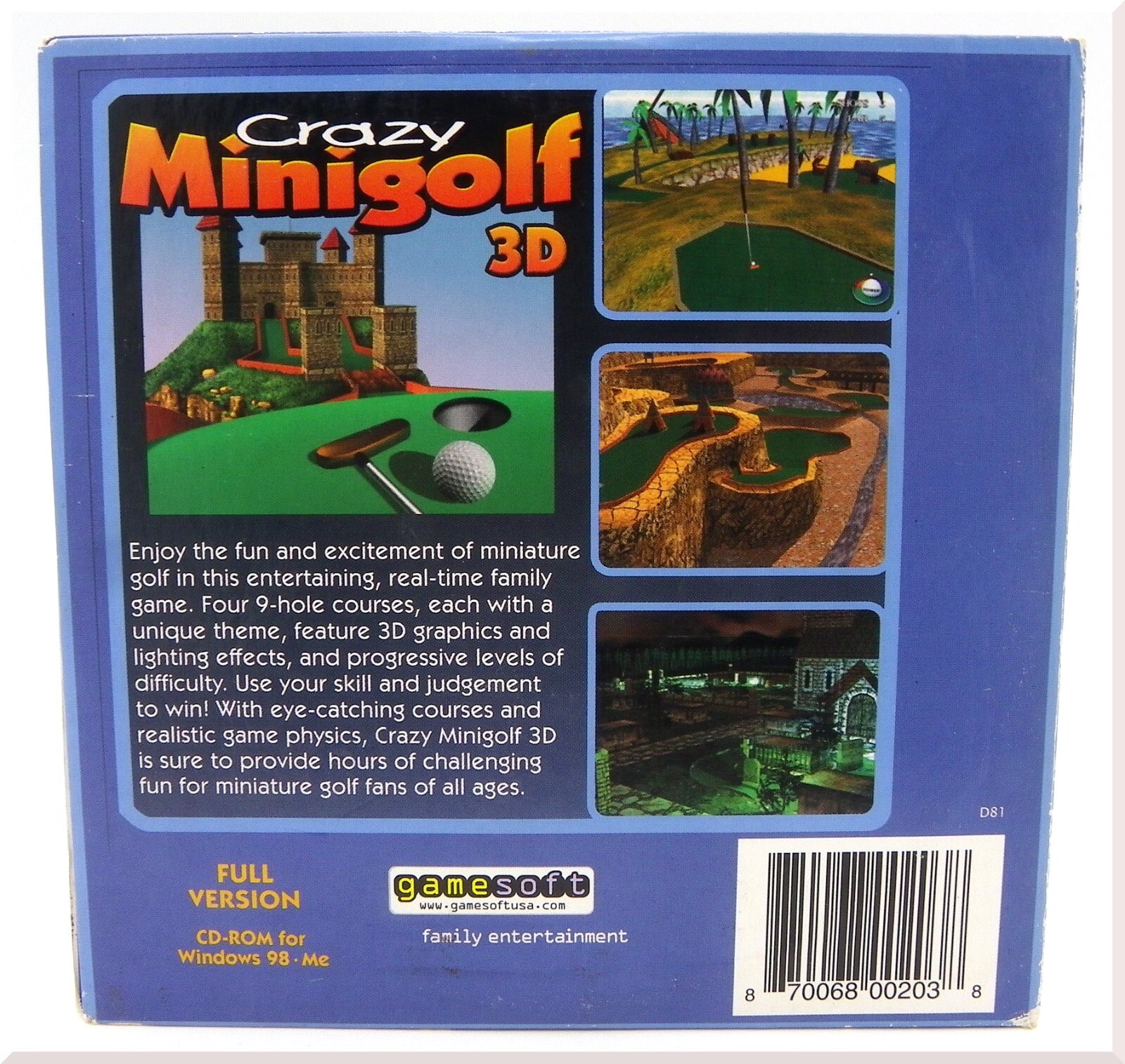 Crazy Minigolf 3D PC CD-Rom Video Game By Gamesoft Family Entertainment 2002