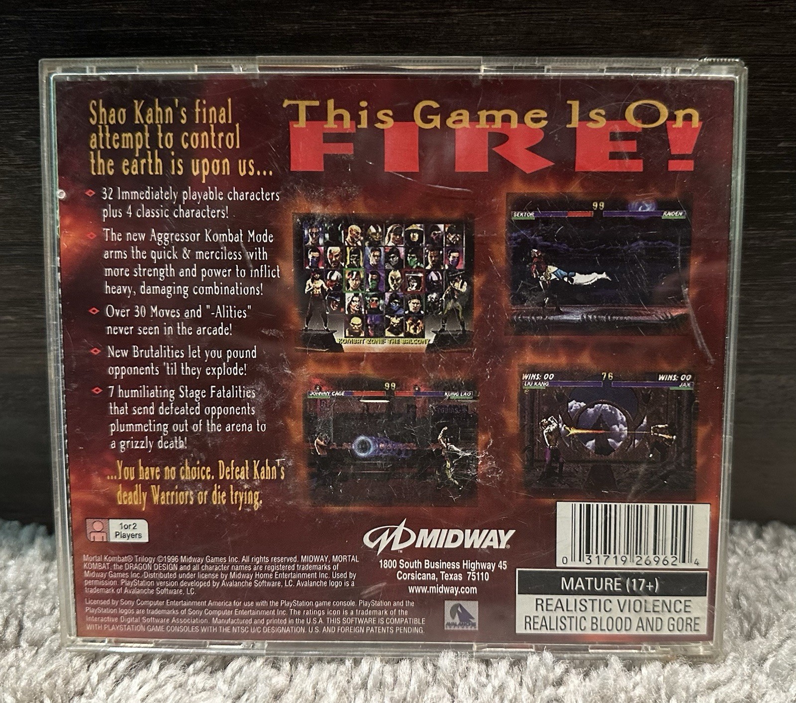 Mortal Kombat Trilogy (PlayStation 1, 1996) PS1 MK