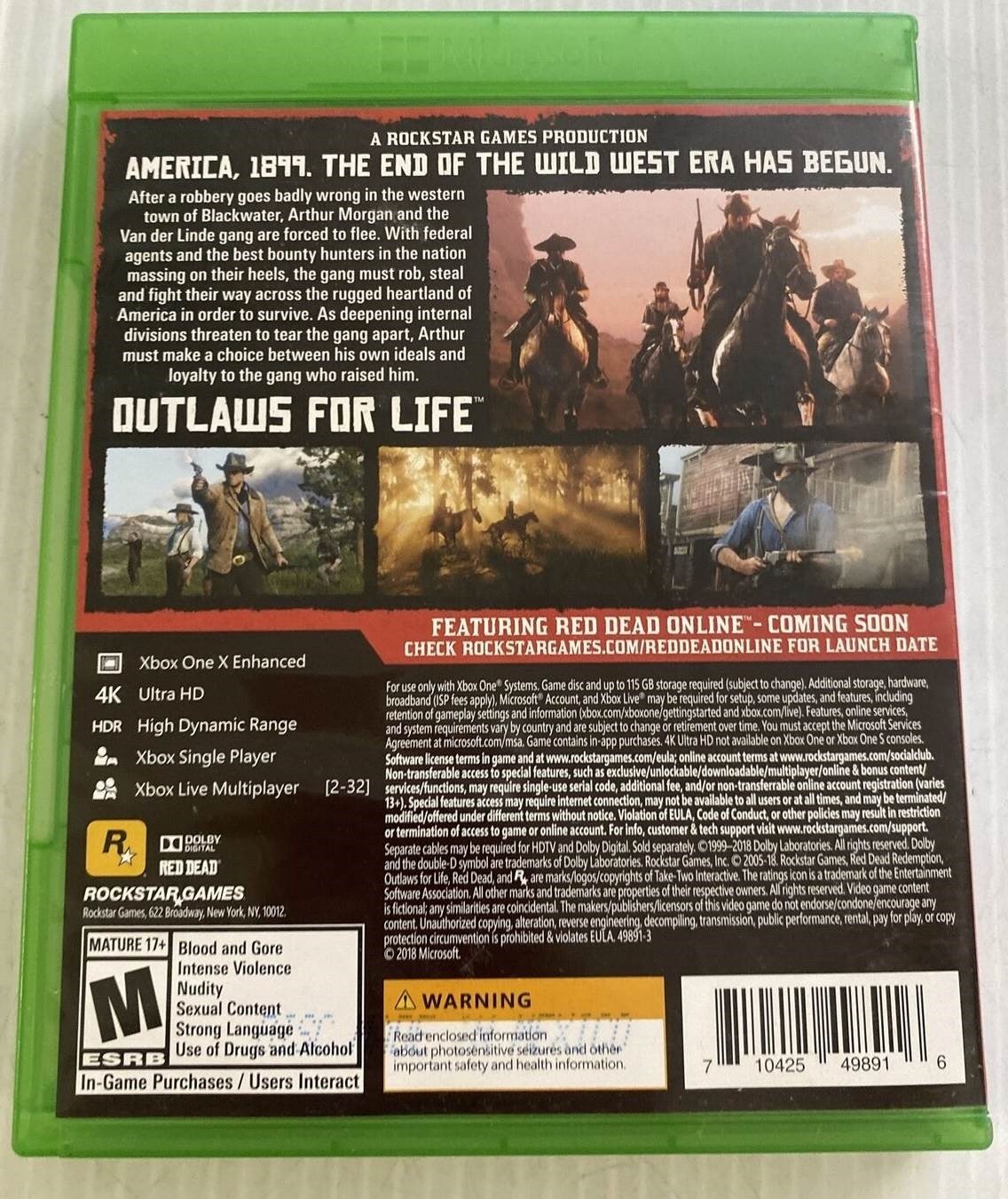 Red Dead Redemption II (Xbox One) *CIB w/ Map* Games